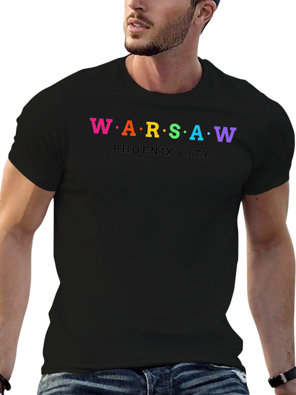 Warsaw Phoenix City Rainbow Text Graphic T-Shirt