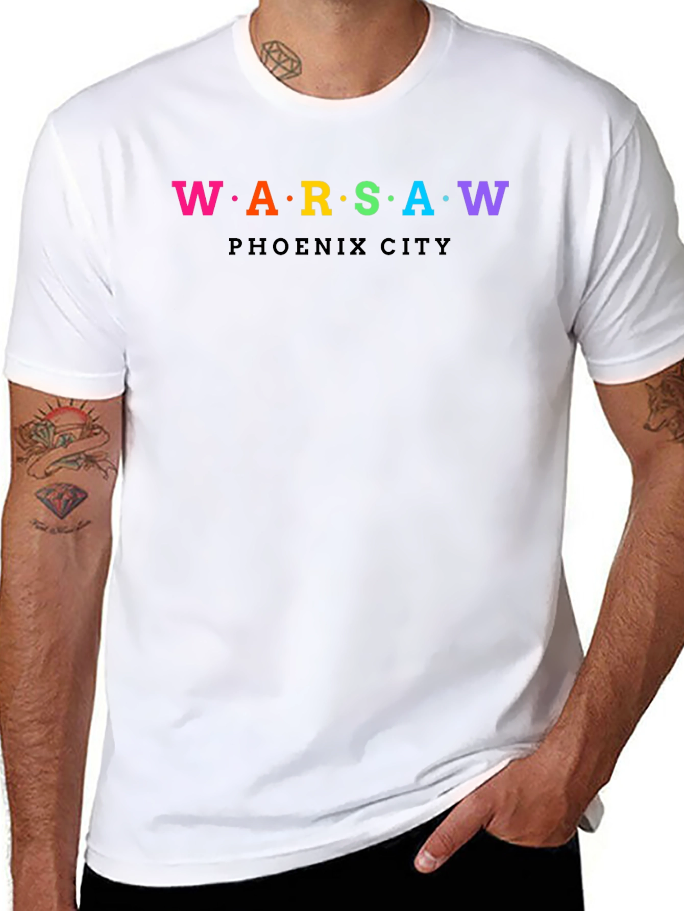 Warsaw Phoenix City Rainbow Text Graphic T-Shirt