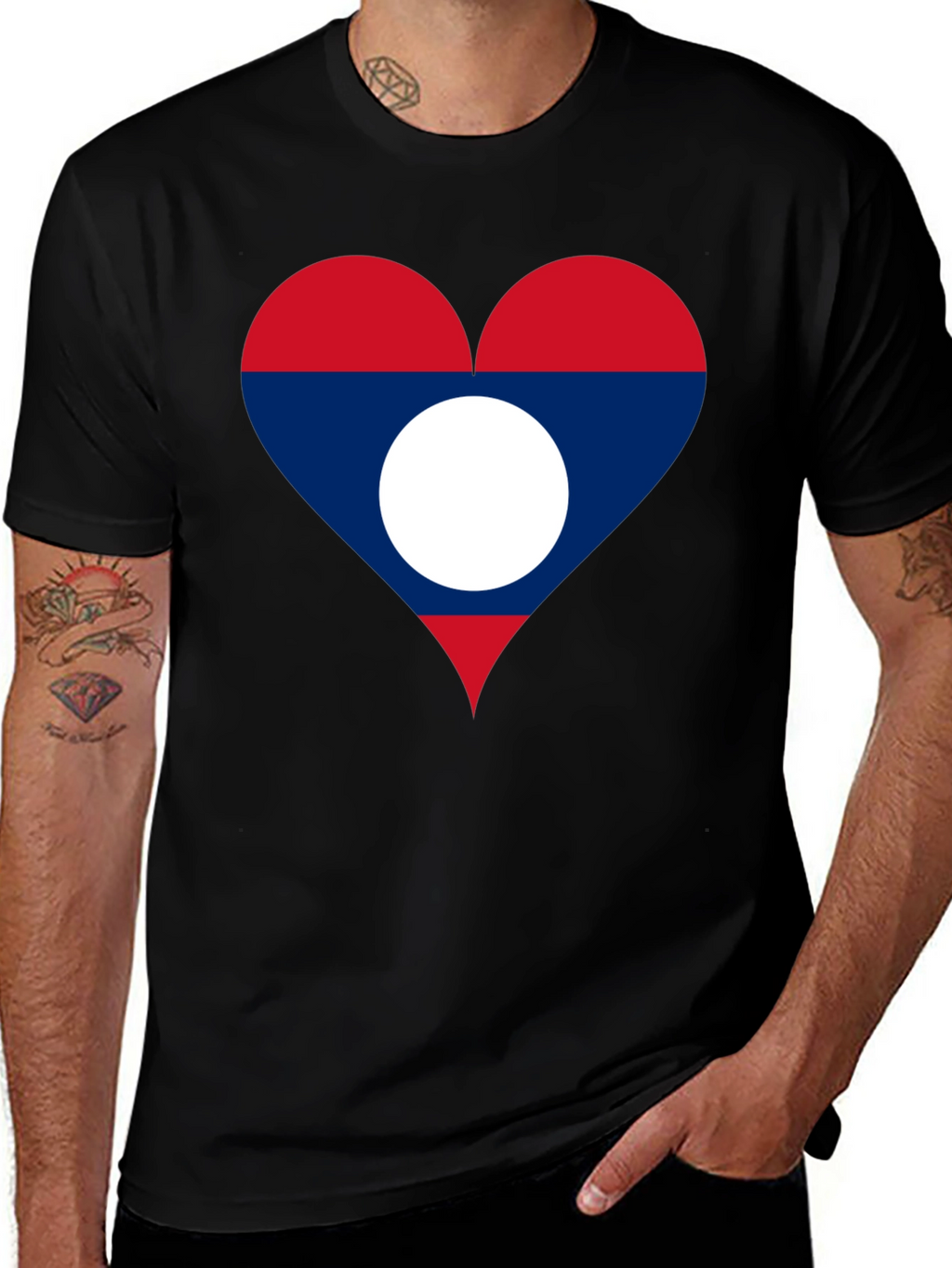 Laos Flag Heart T-Shirt - Show Your Love!
