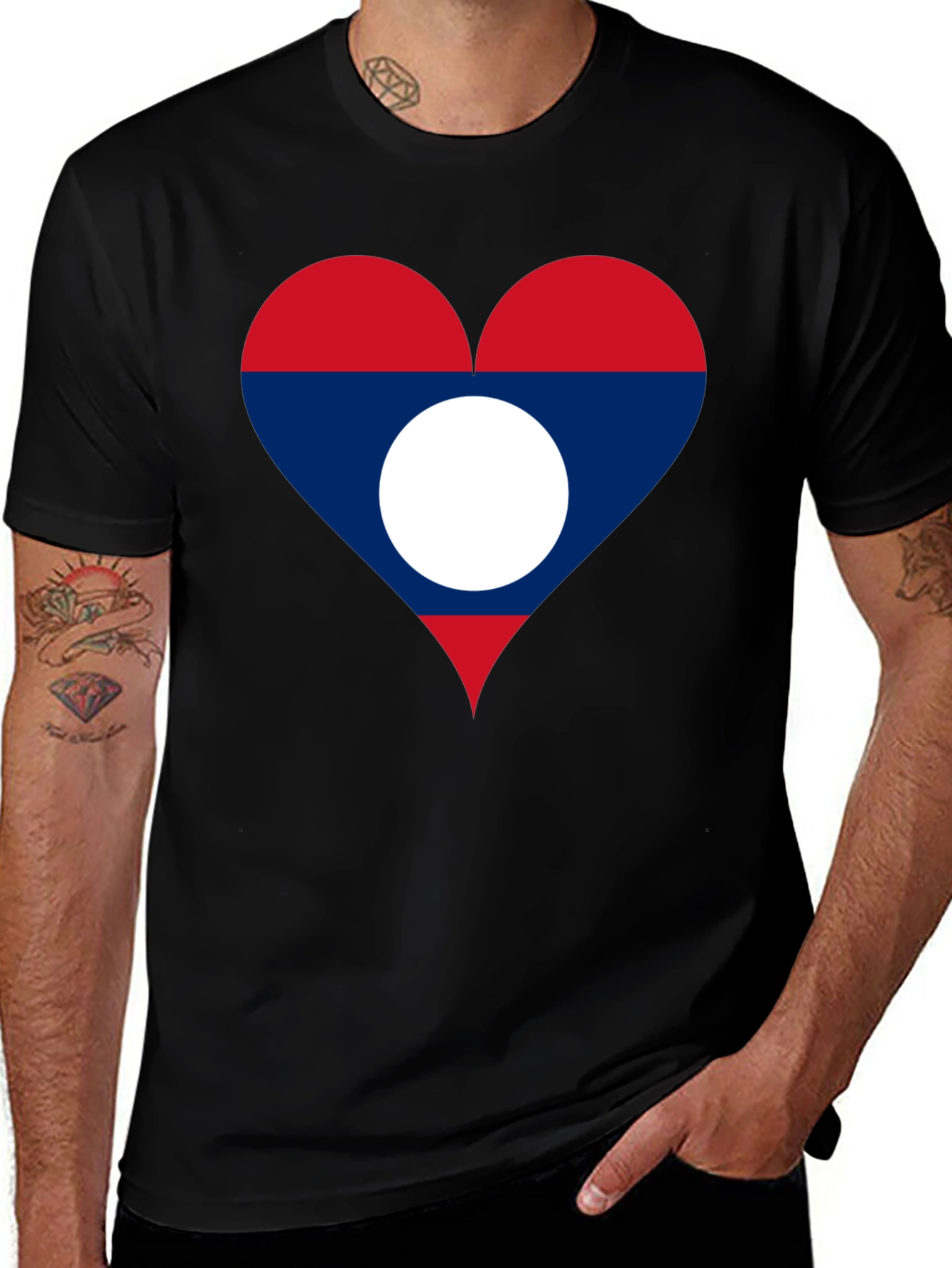 Laos Flag Heart T-Shirt - Show Your Love!