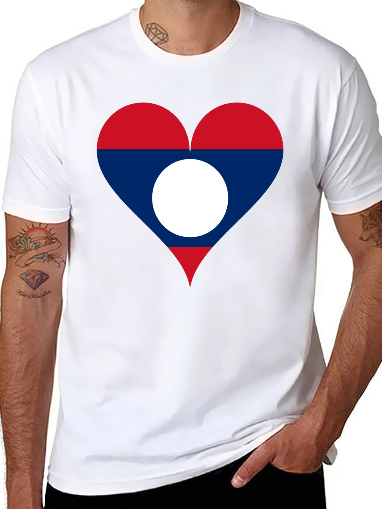 Laos Flag Heart T-Shirt - Show Your Love!