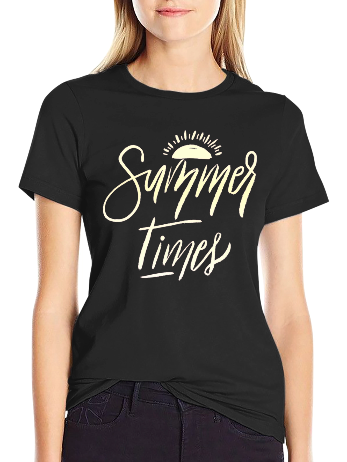 Summer Times Graphic Tee - Casual Black T-Shirt