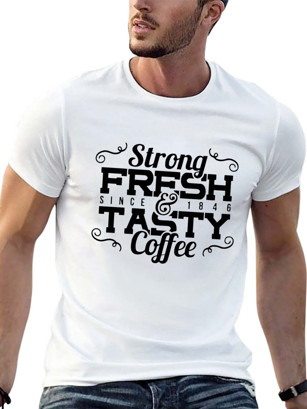 Strong Fresh and Tasty Coffee Graphic T-Shirt