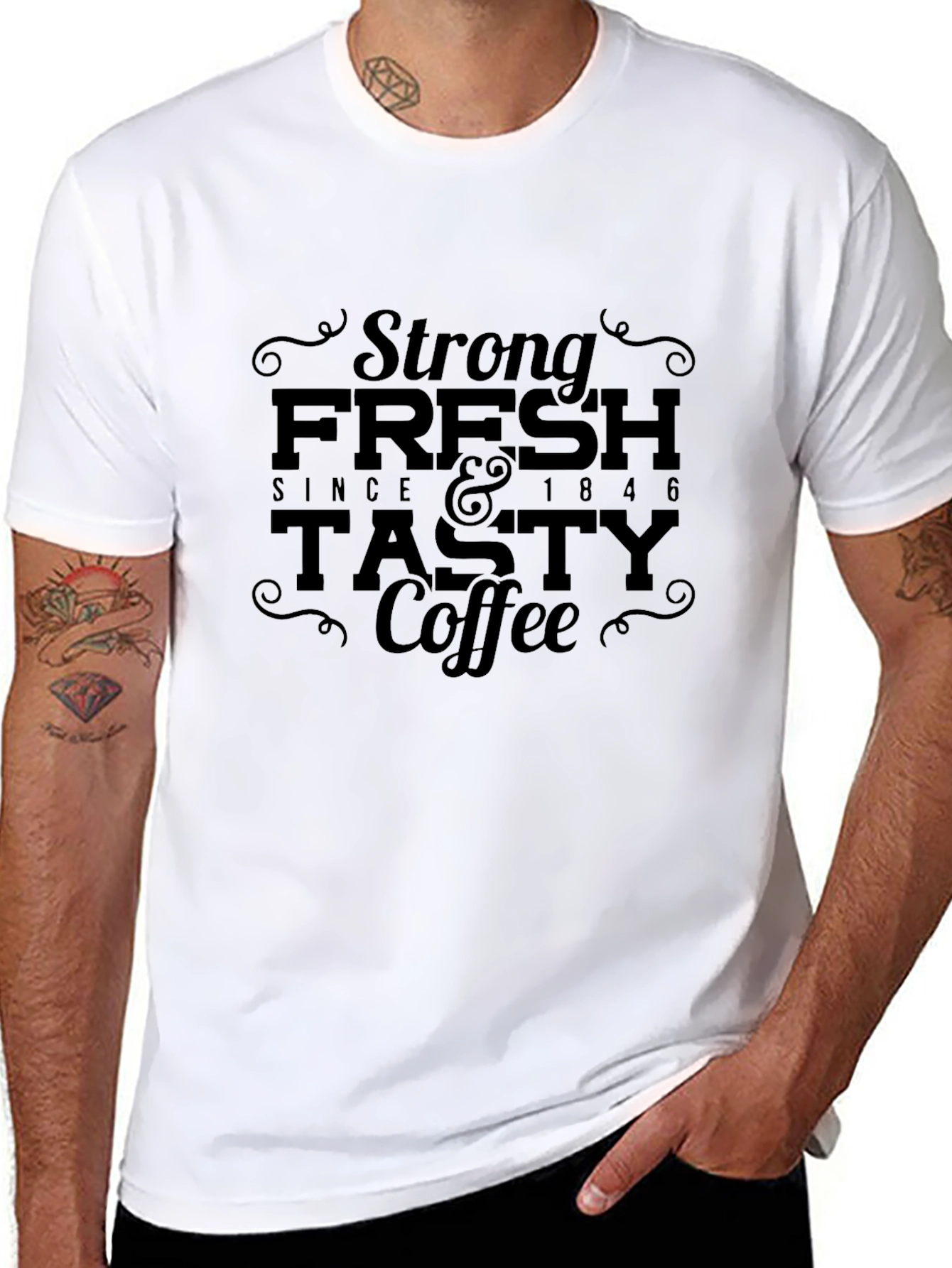Strong Fresh and Tasty Coffee Graphic T-Shirt