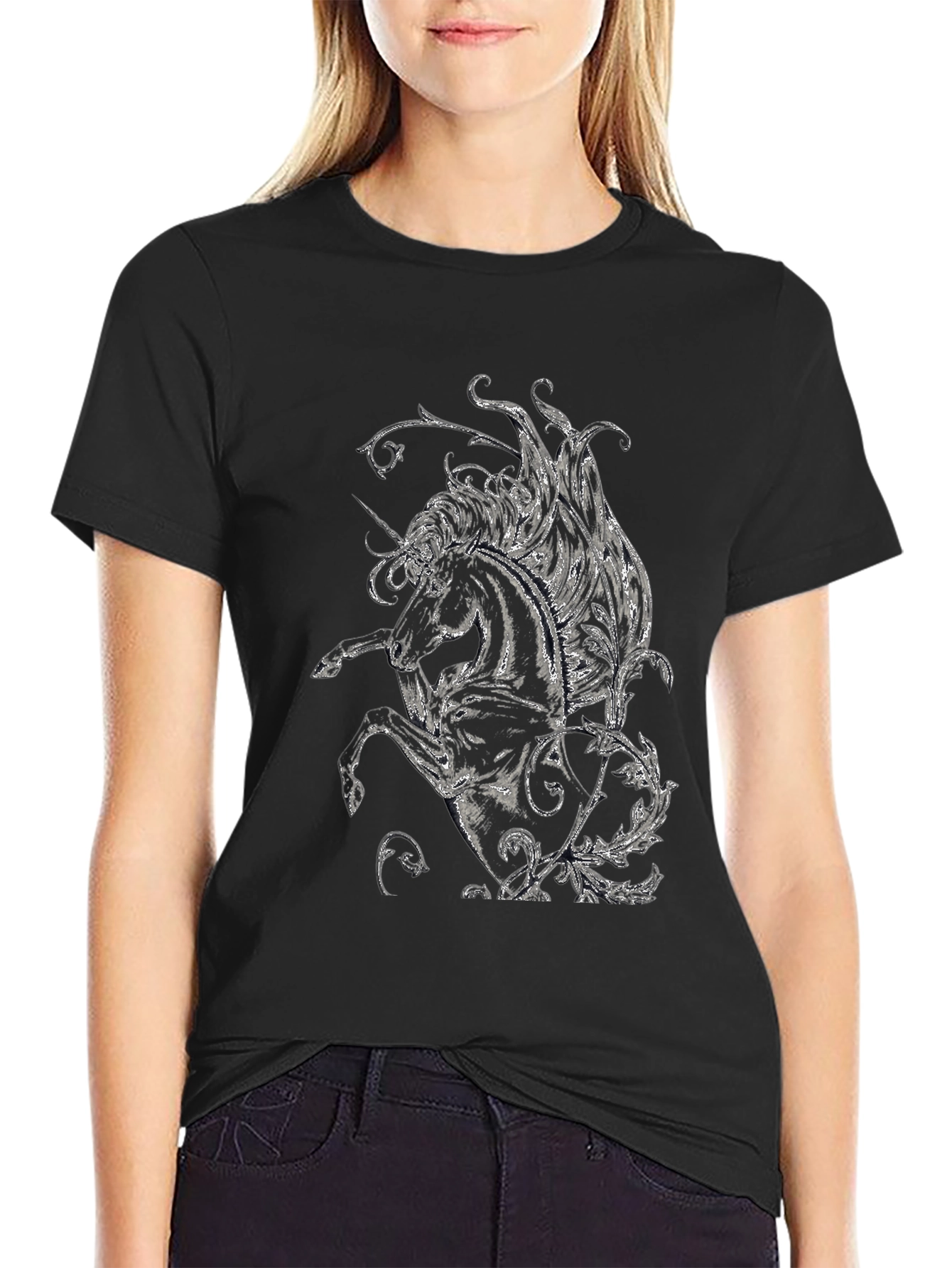 Unicorn Graphic Tee - Stylish Black T-Shirt