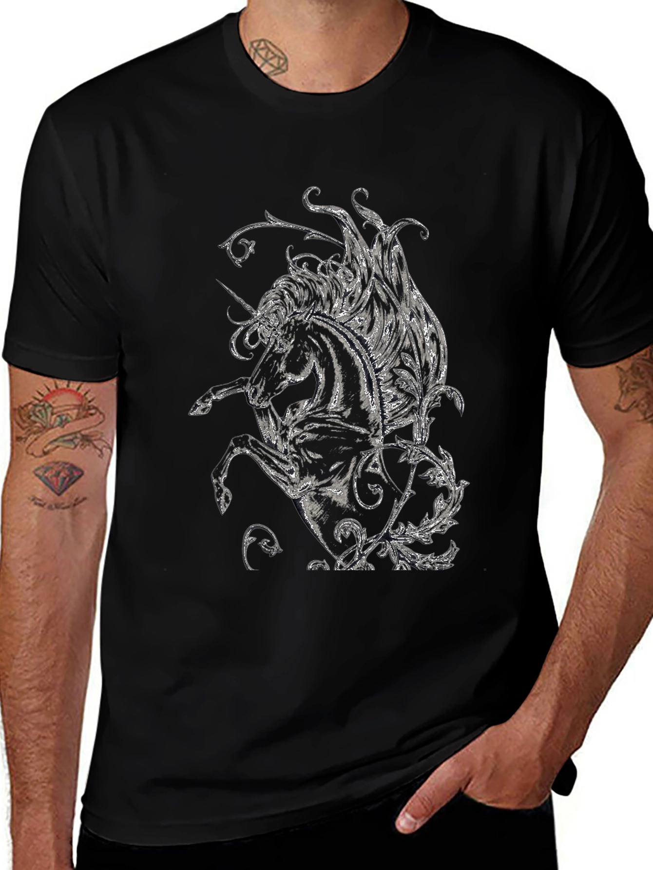Unicorn Graphic Tee - Stylish Black T-Shirt