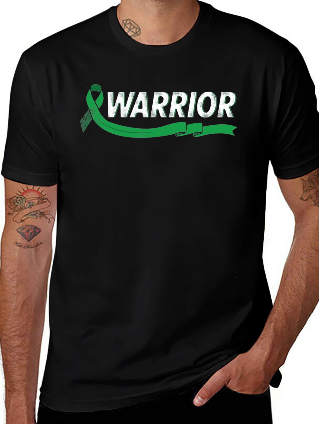 Warrior Ribbon Awareness T-Shirt - Black