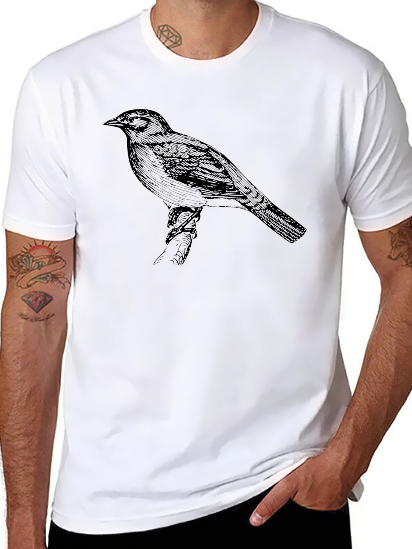 Black Bird Graphic Tee - Mens Short Sleeve Crew Neck