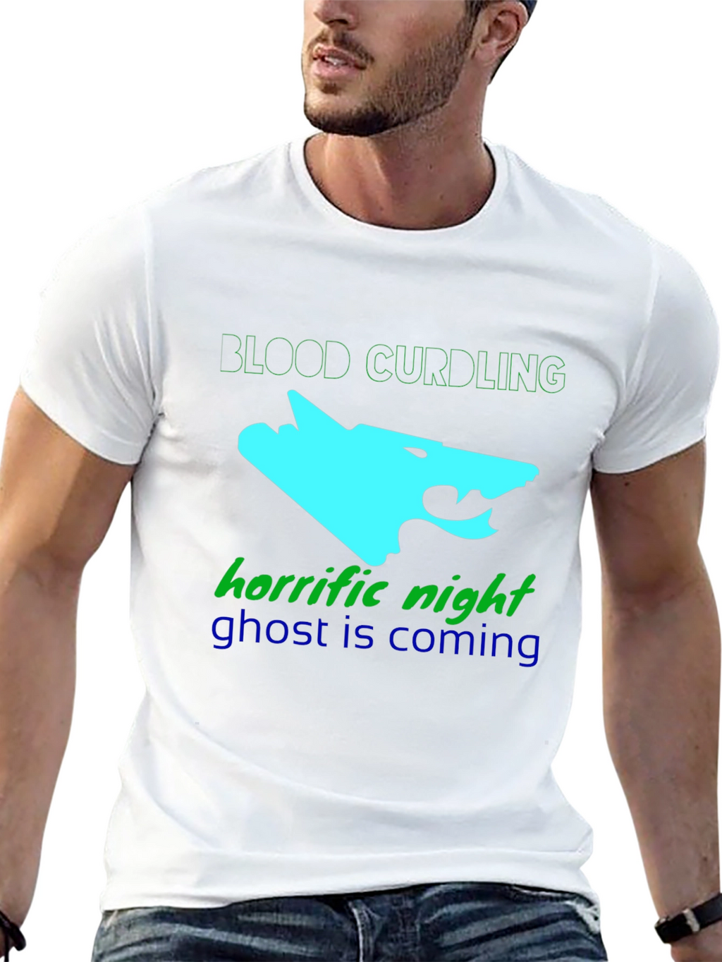 Mens Black Graphic Tee - Blood Curdling Design