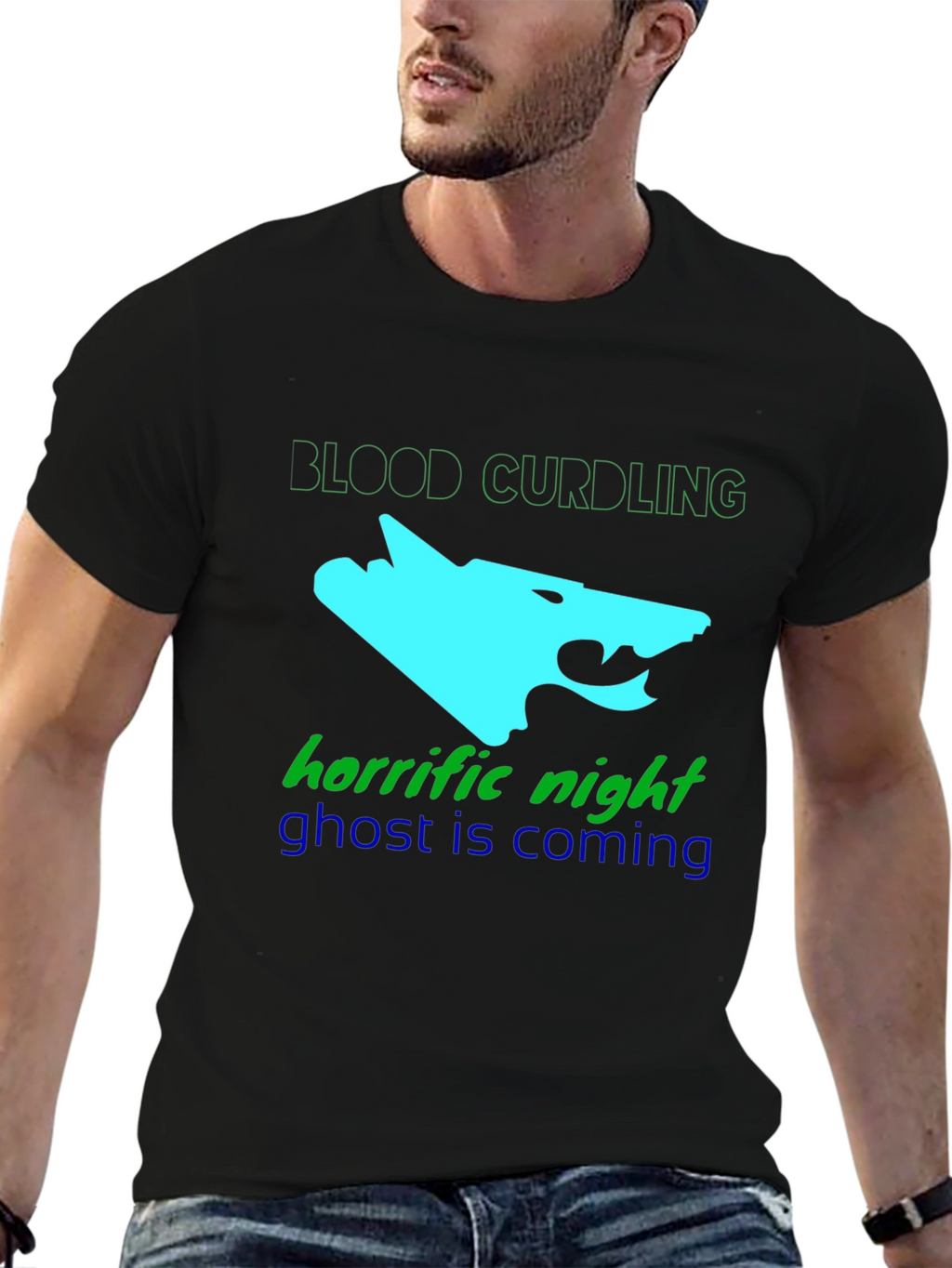Mens Black Graphic Tee - Blood Curdling Design