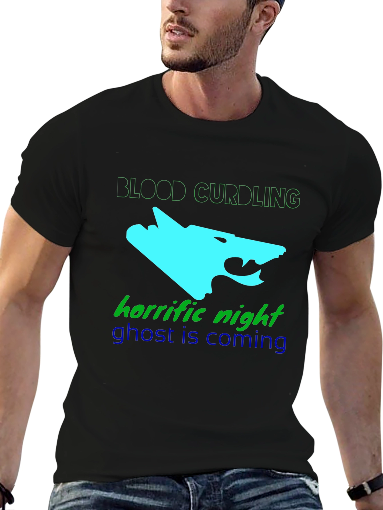 Mens Black Graphic Tee - Blood Curdling Design