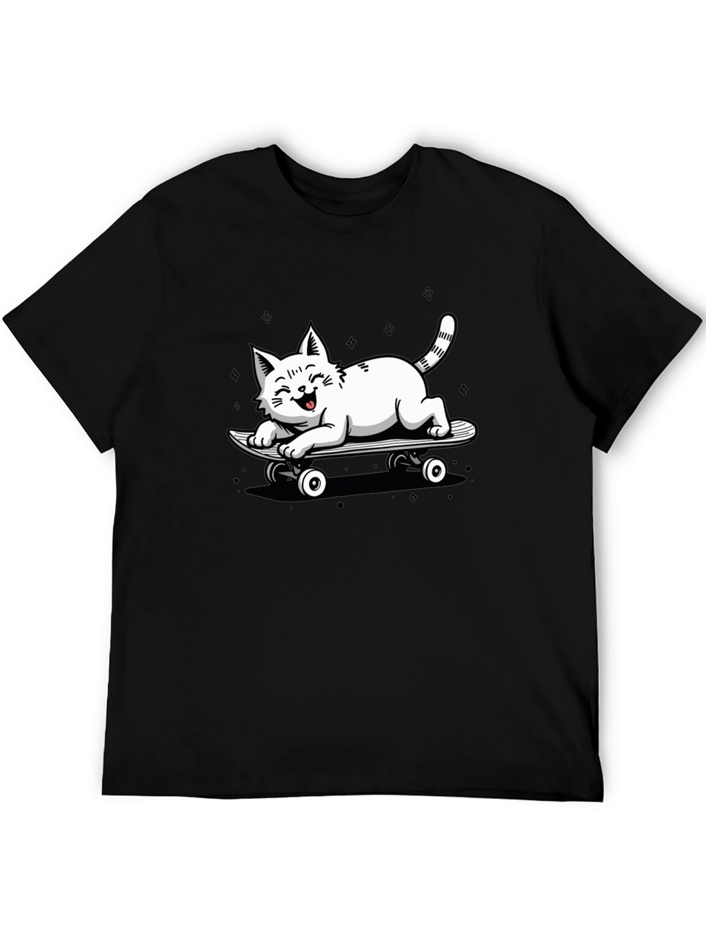 Skateboarding Cat Graphic T-Shirt