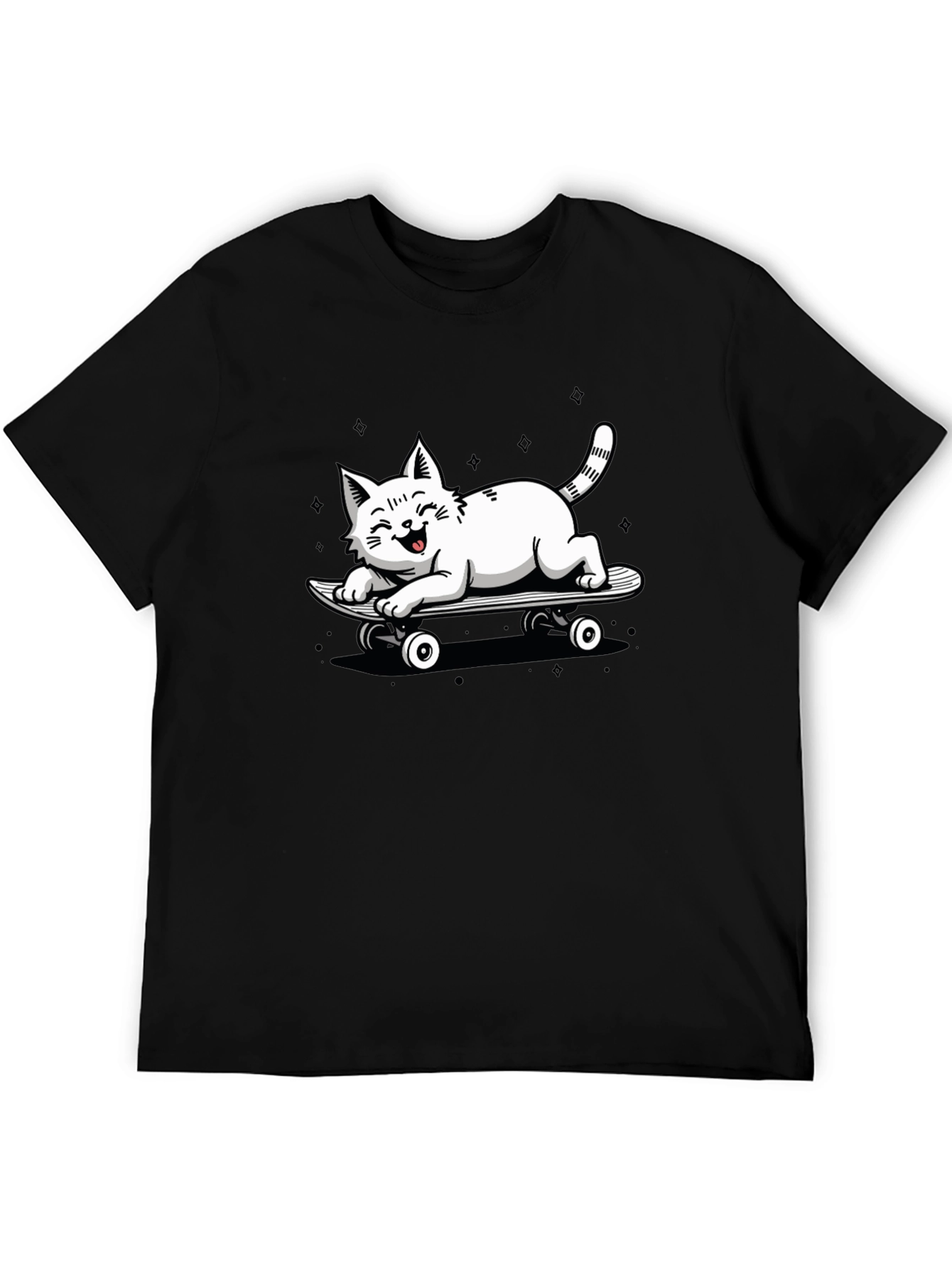 Skateboarding Cat Graphic T-Shirt