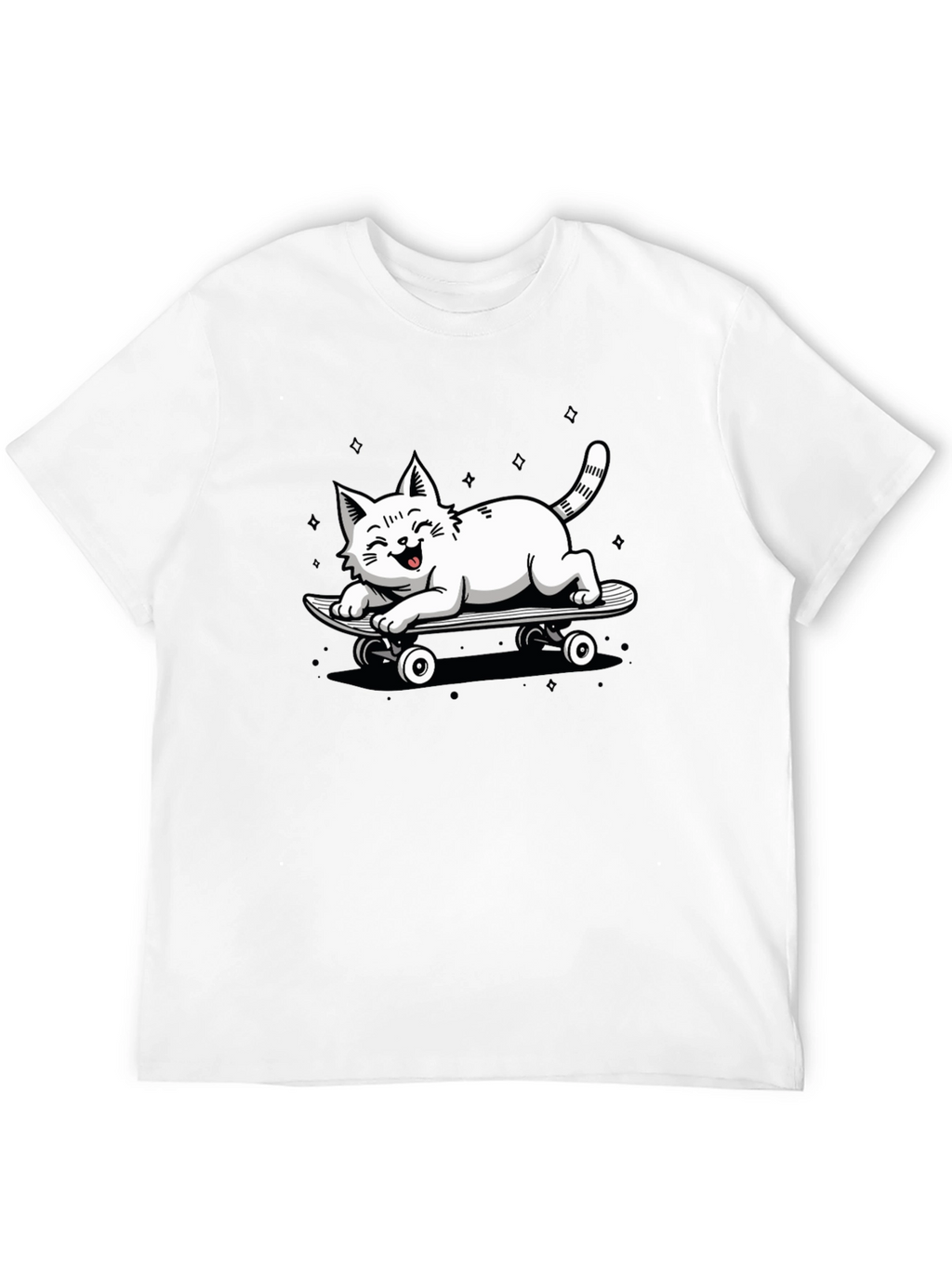 Skateboarding Cat Graphic T-Shirt