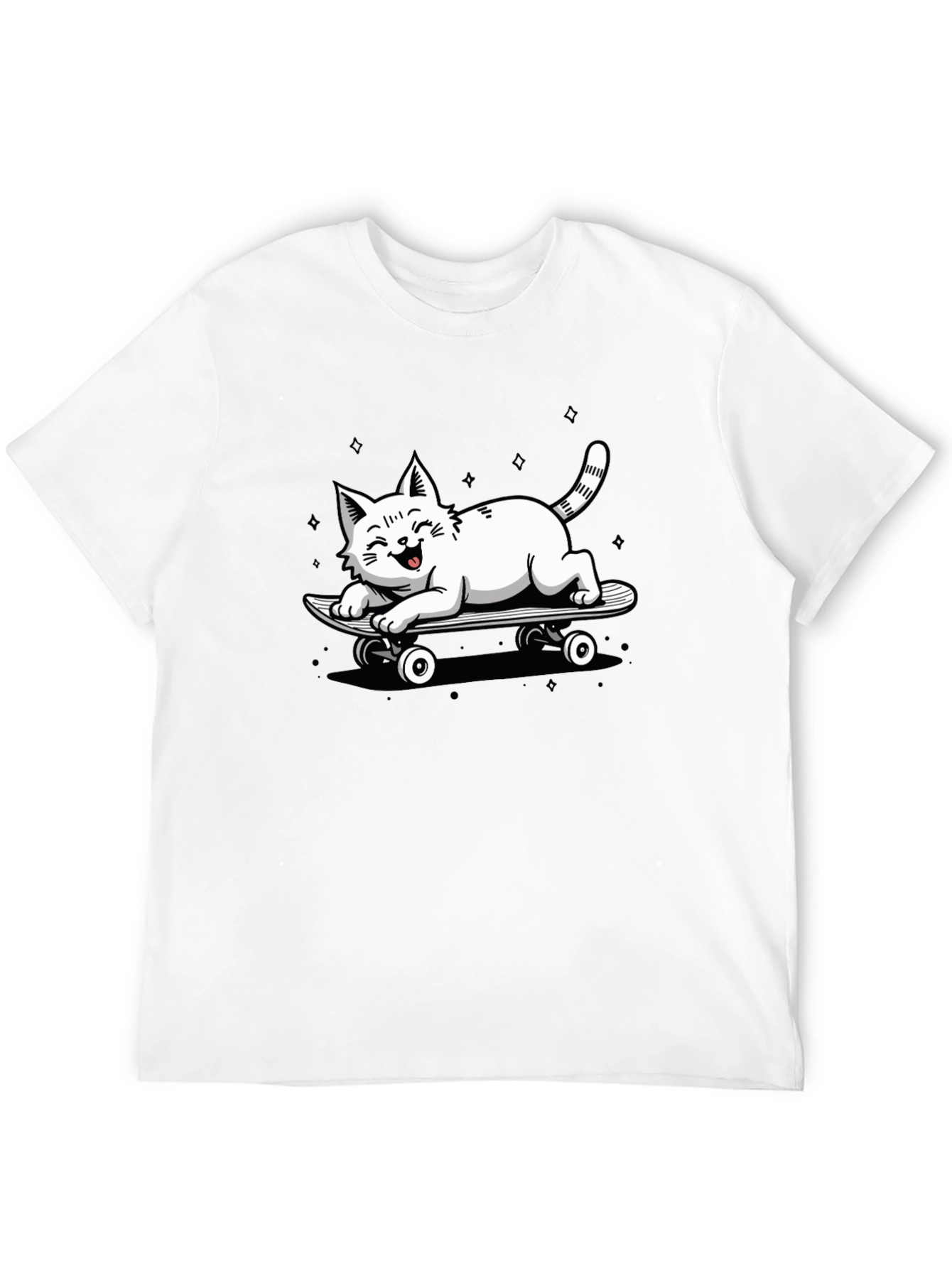 Skateboarding Cat Graphic T-Shirt