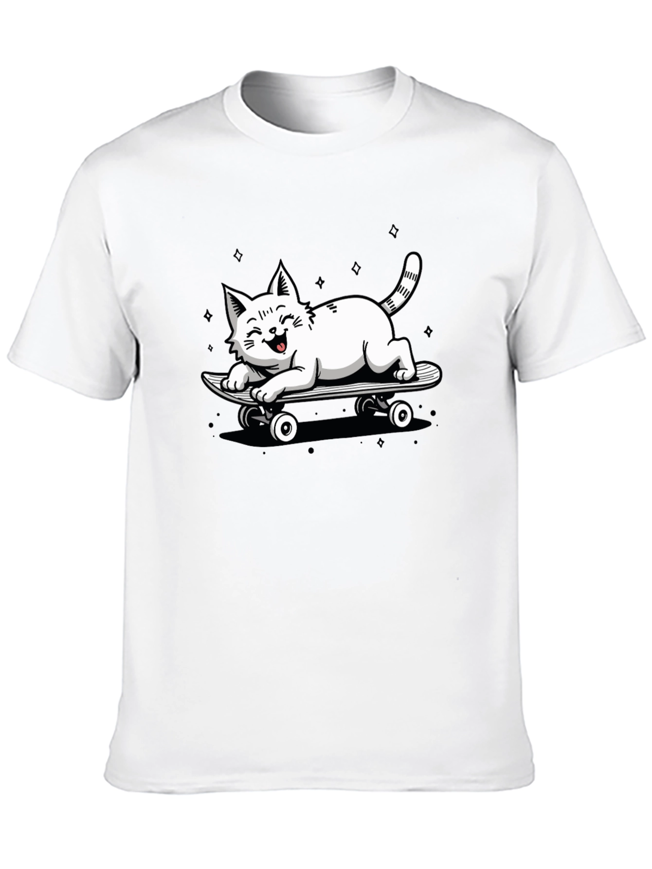 Skateboarding Cat Graphic T-Shirt