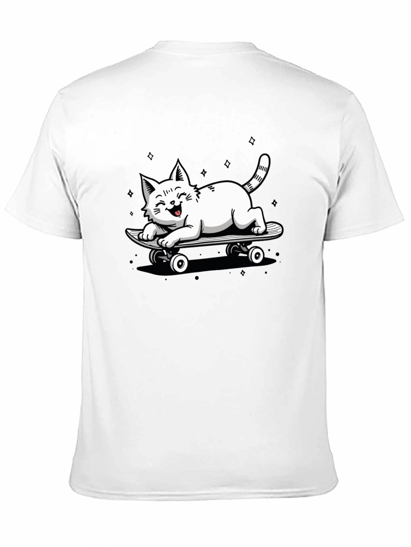 Skateboarding Cat Graphic T-Shirt
