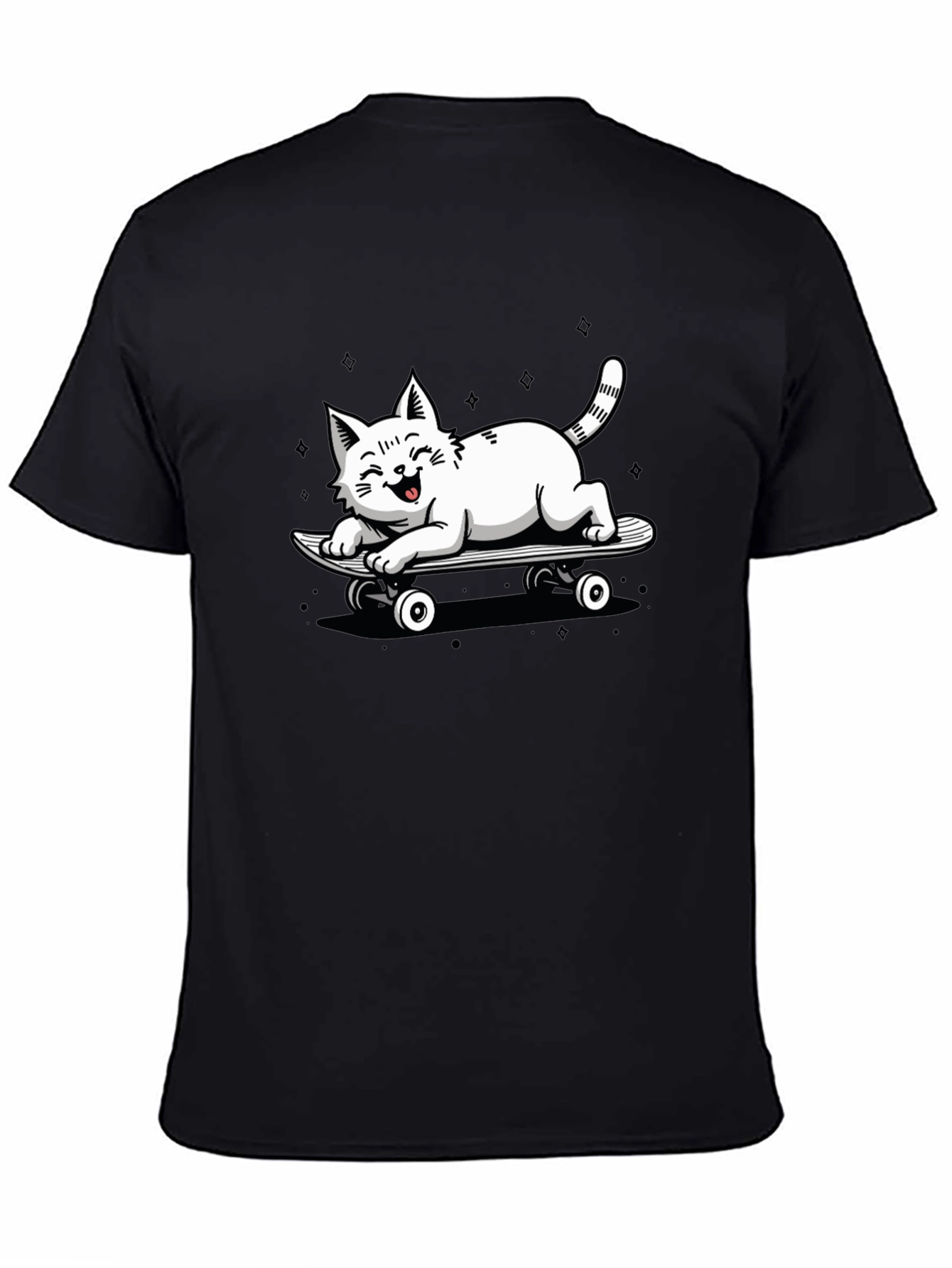Skateboarding Cat Graphic T-Shirt