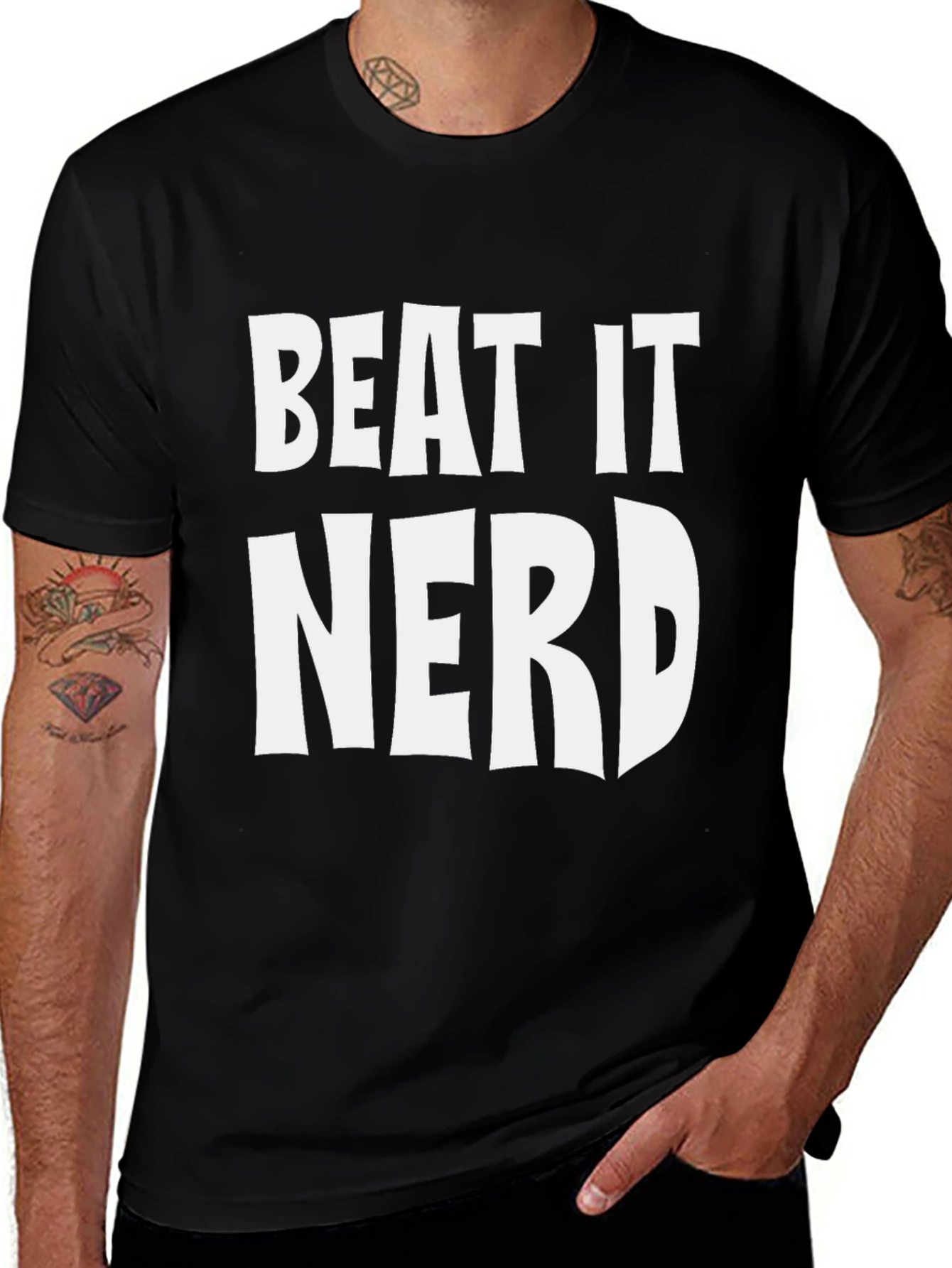 Beat It Nerd Graphic Tee - Black T-Shirt