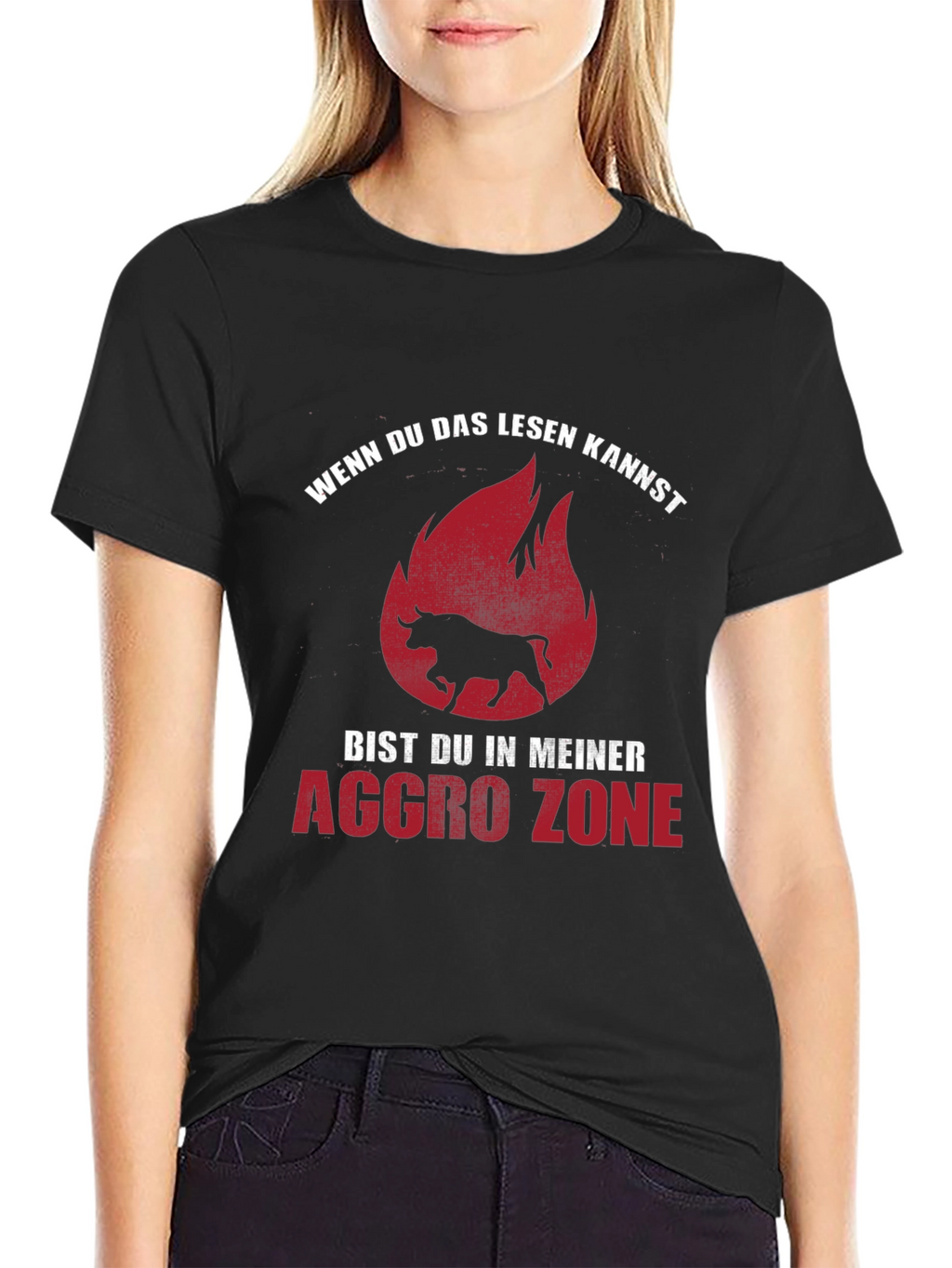 Aggro Zone Black T-Shirt with Bull Graphic