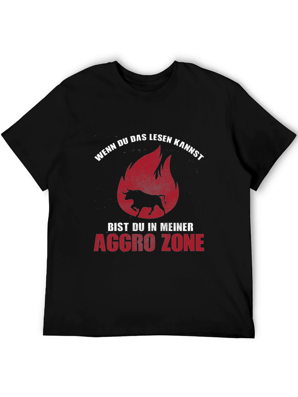 Aggro Zone Black T-Shirt with Bull Graphic