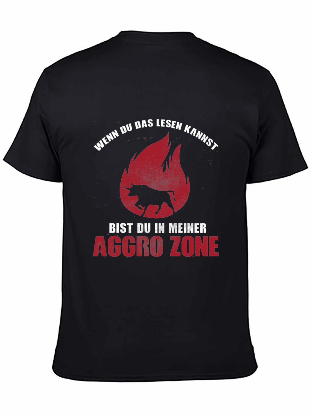 Aggro Zone Black T-Shirt with Bull Graphic