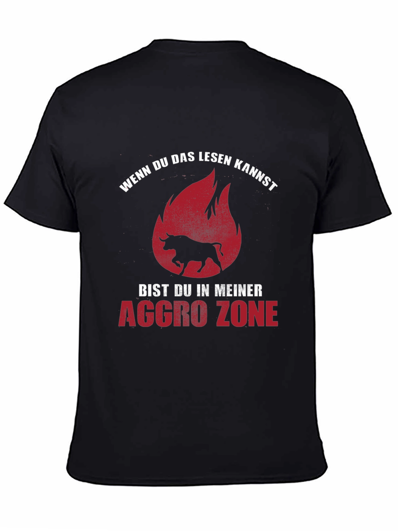 Aggro Zone Black T-Shirt with Bull Graphic