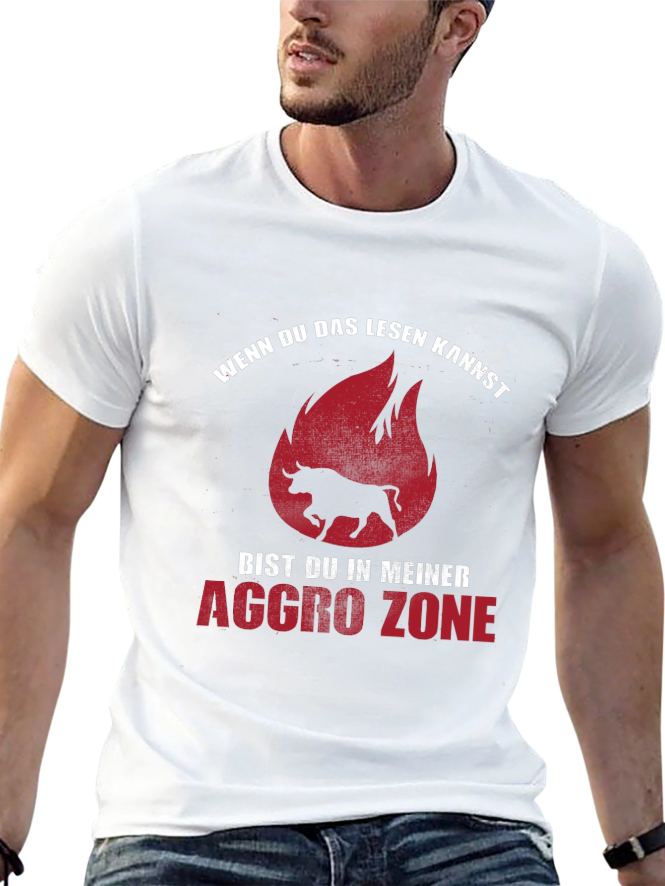 Aggro Zone Black T-Shirt with Bull Graphic