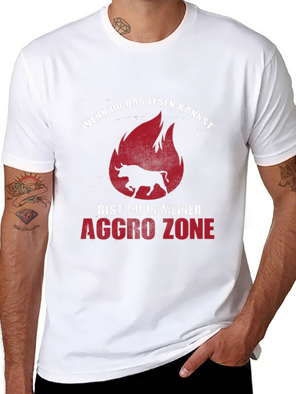 Aggro Zone Black T-Shirt with Bull Graphic