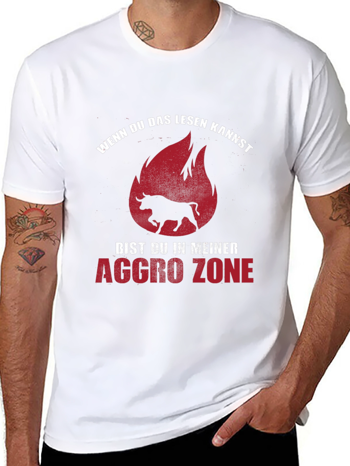 Aggro Zone Black T-Shirt with Bull Graphic