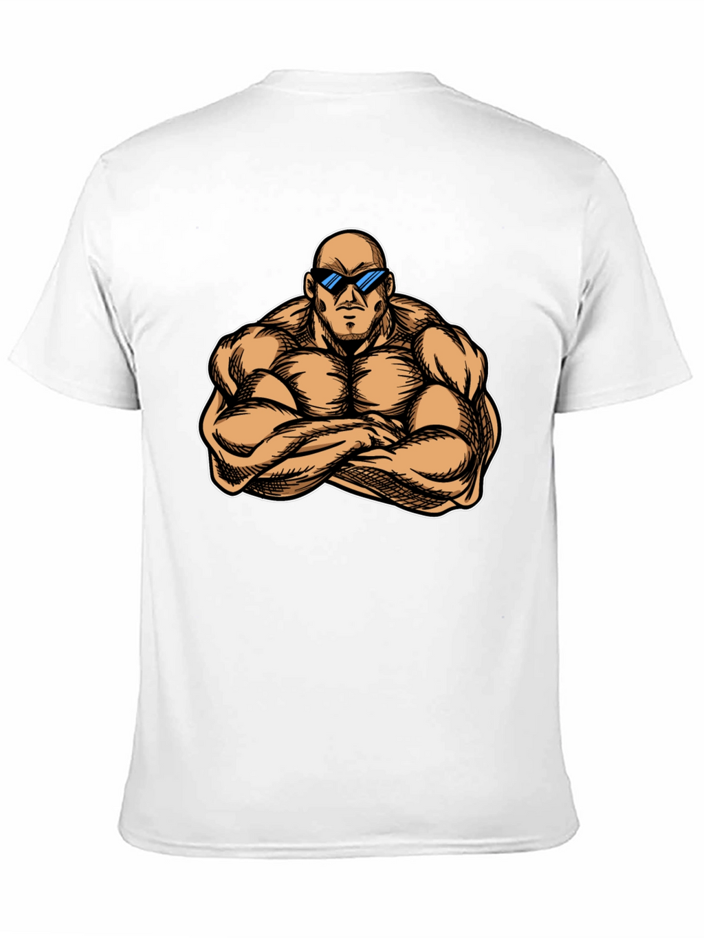 Muscled Cartoon Man Black Graphic Tee