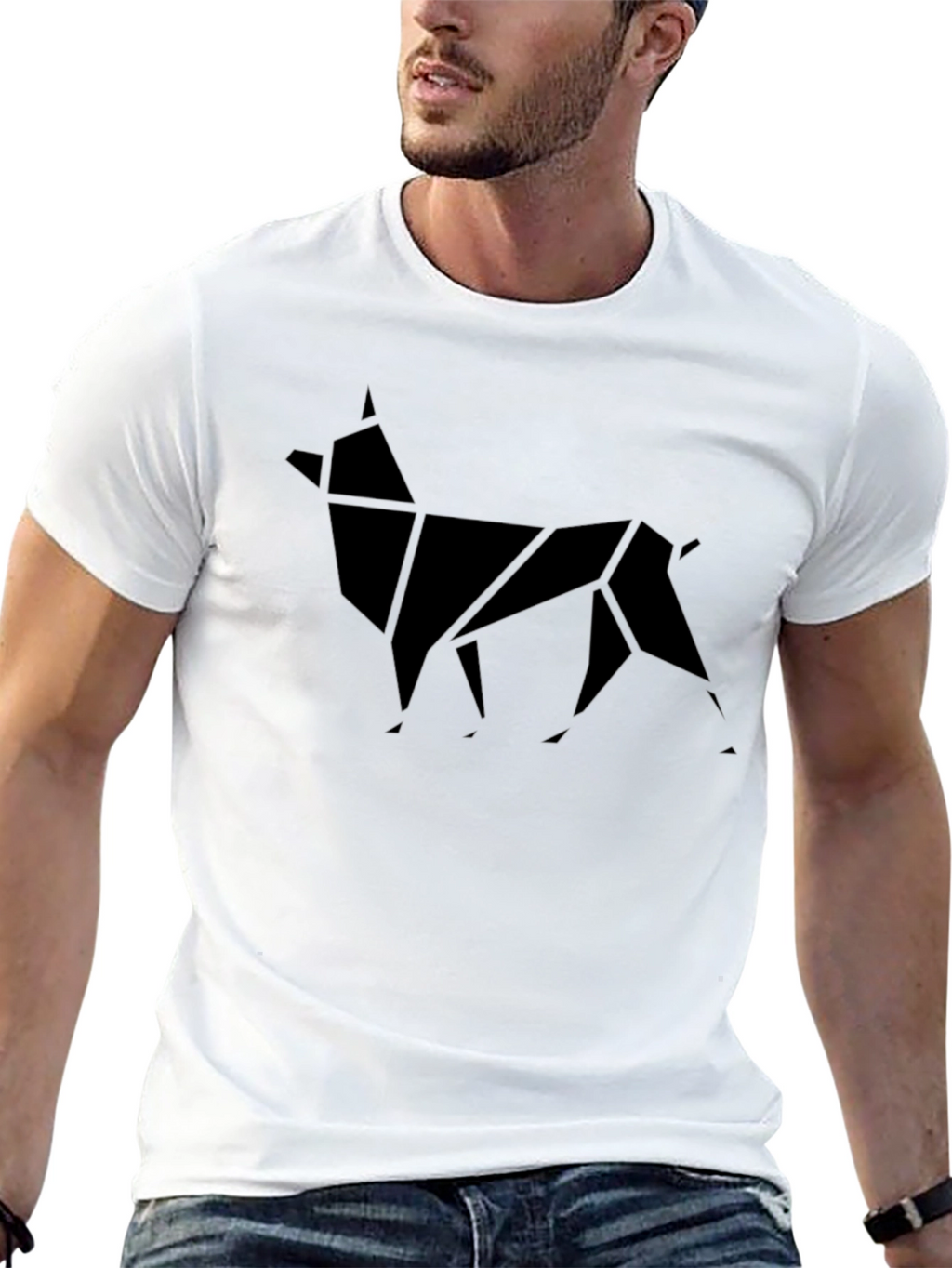 Geometric Dog Graphic Tee - Mens Black T-Shirt