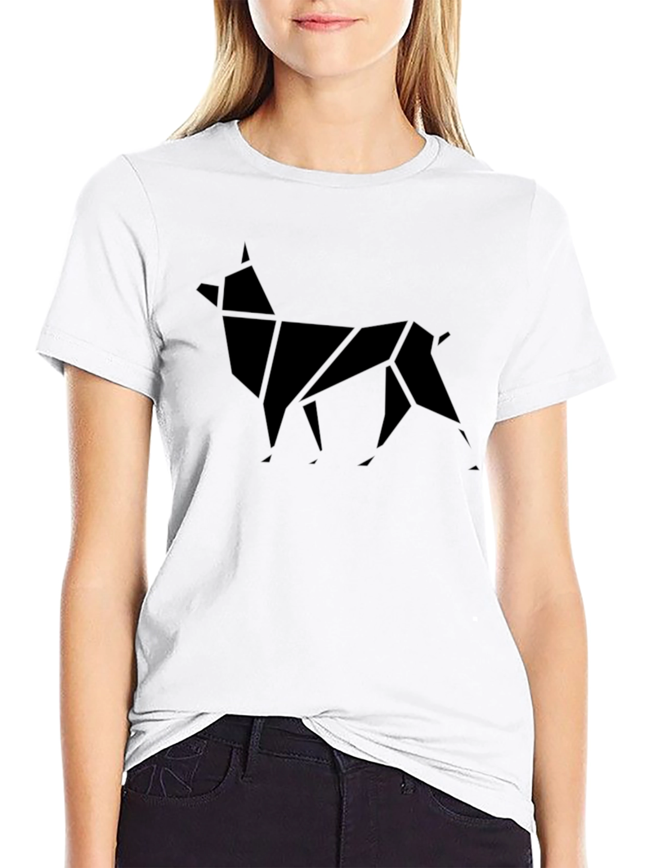 Geometric Dog Graphic Tee - Mens Black T-Shirt