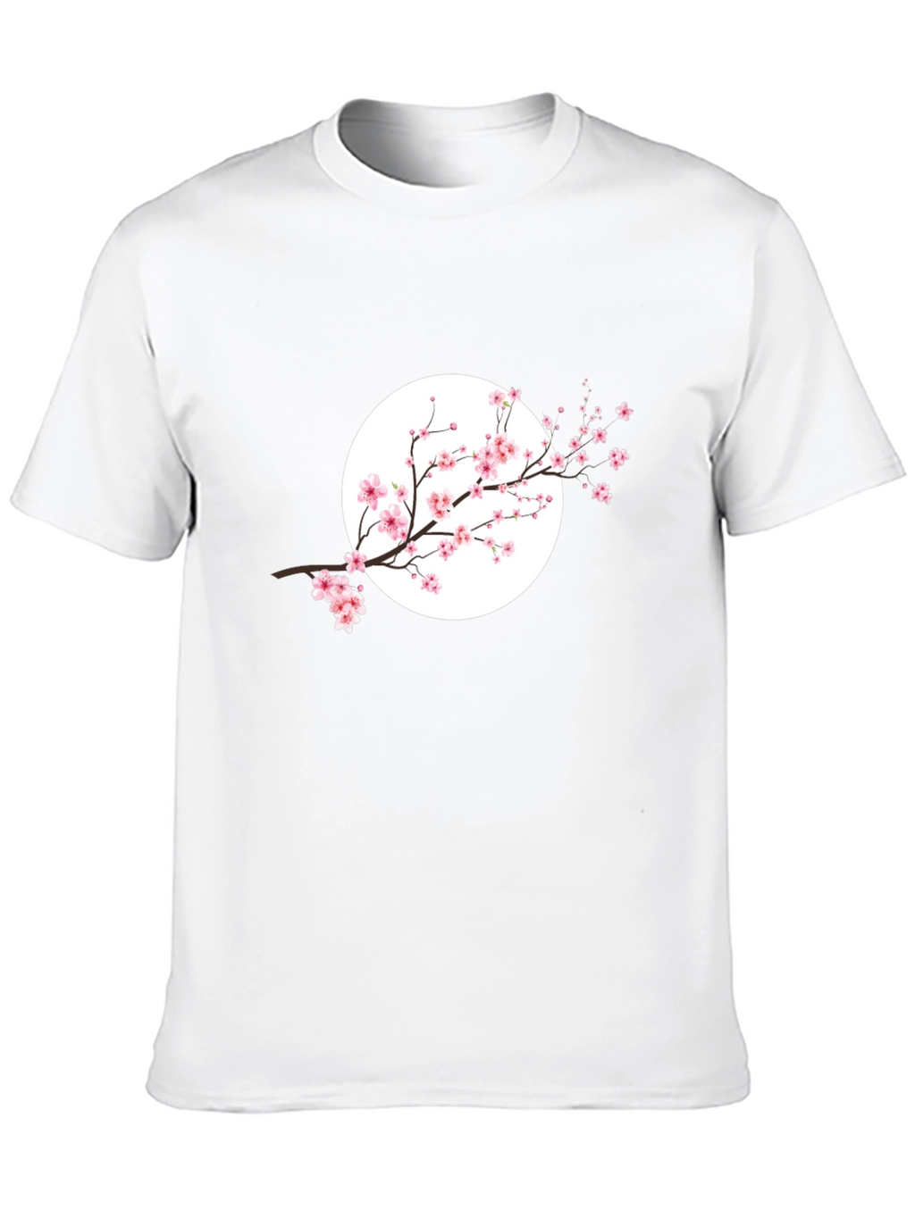 Black T-Shirt with Cherry Blossom Design