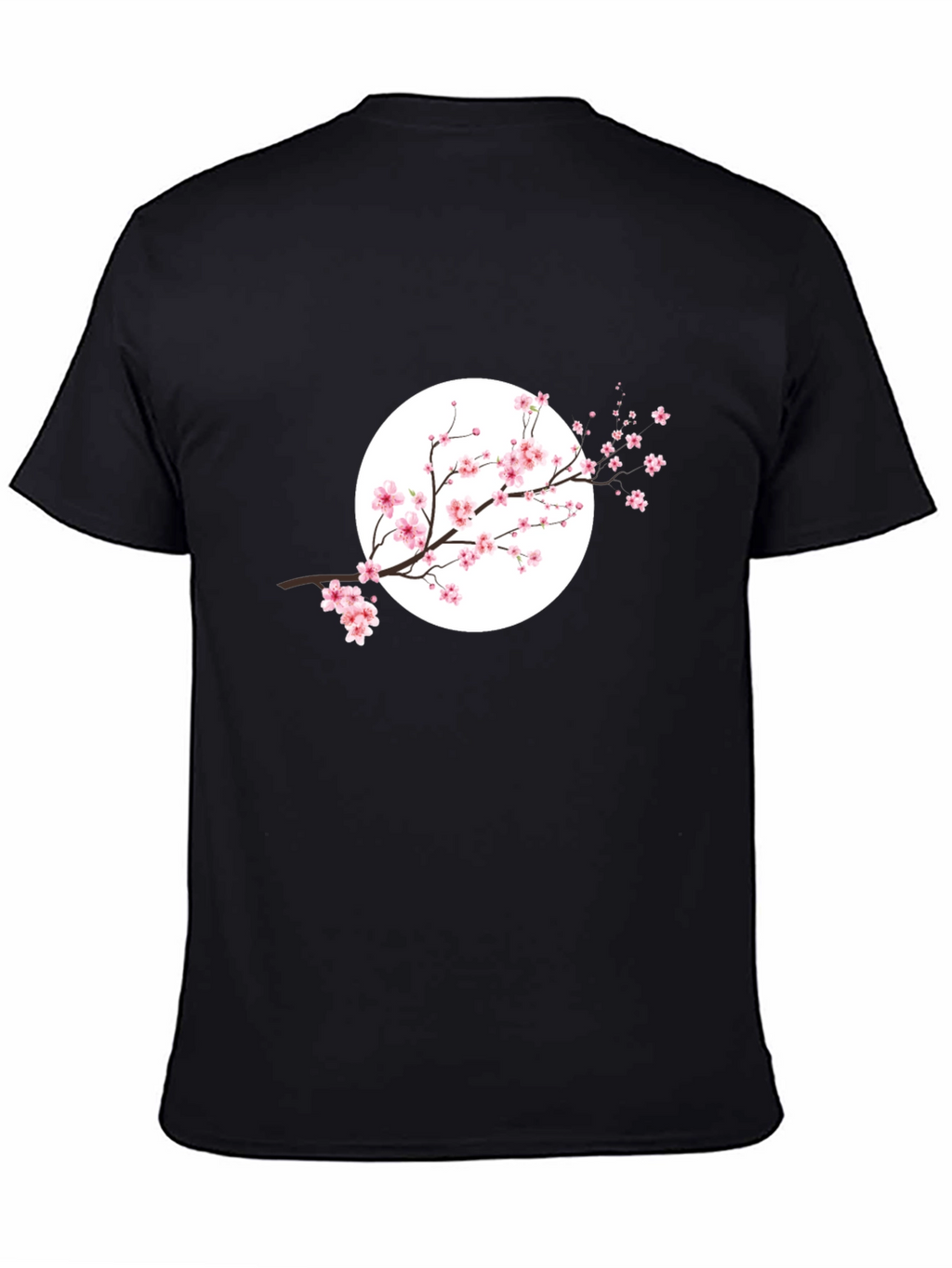 Black T-Shirt with Cherry Blossom Design