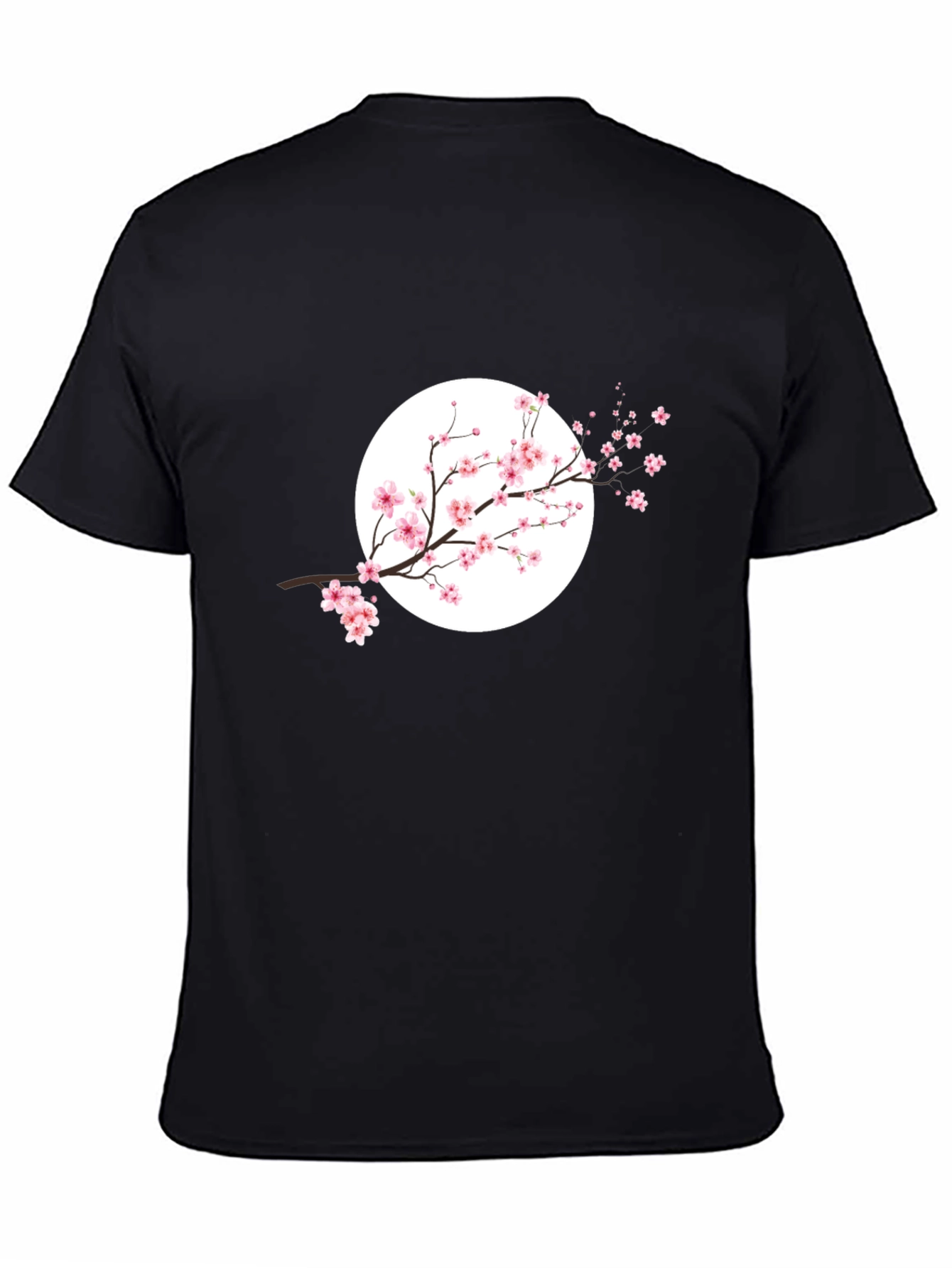Black T-Shirt with Cherry Blossom Design