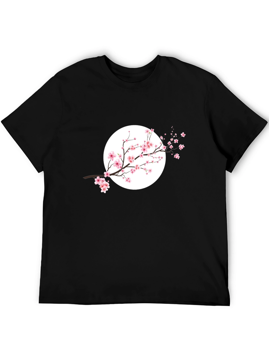 Black T-Shirt with Cherry Blossom Design
