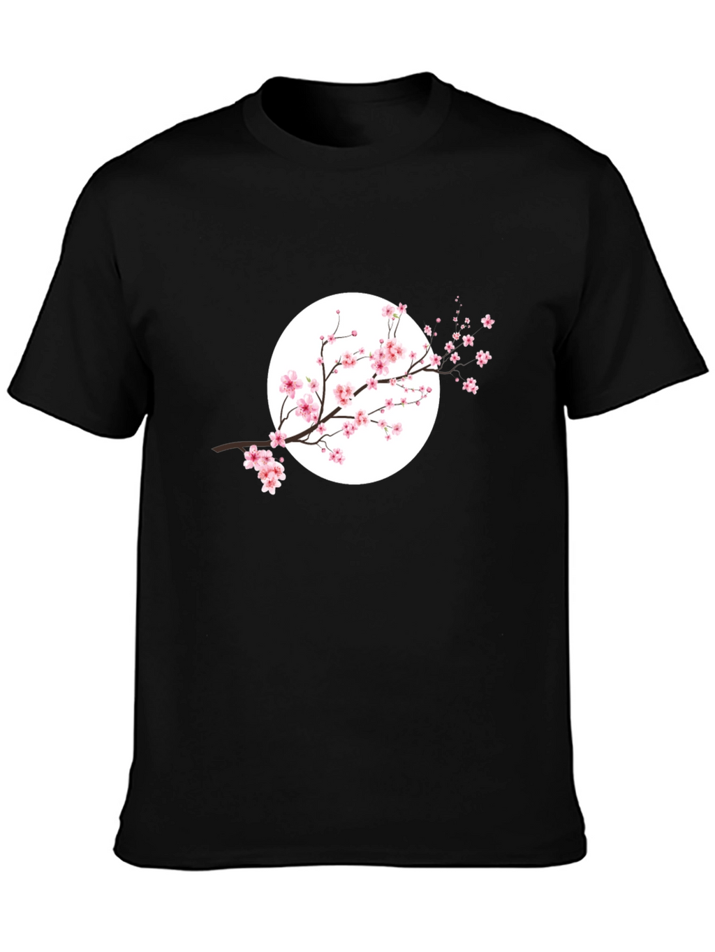 Black T-Shirt with Cherry Blossom Design