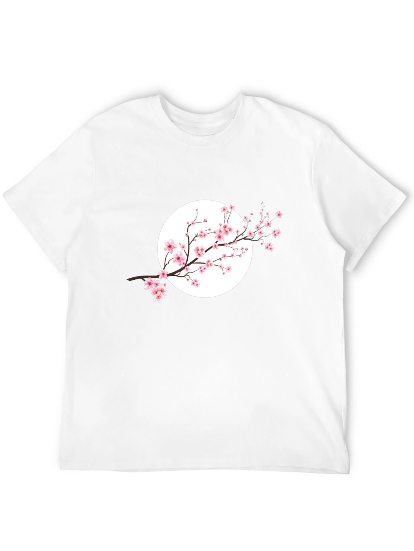 Black T-Shirt with Cherry Blossom Design