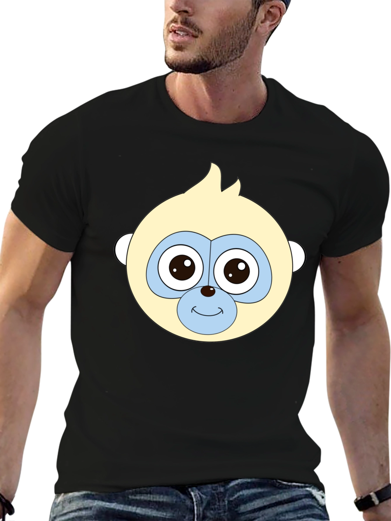 Funny Monkey Face Black T-Shirt