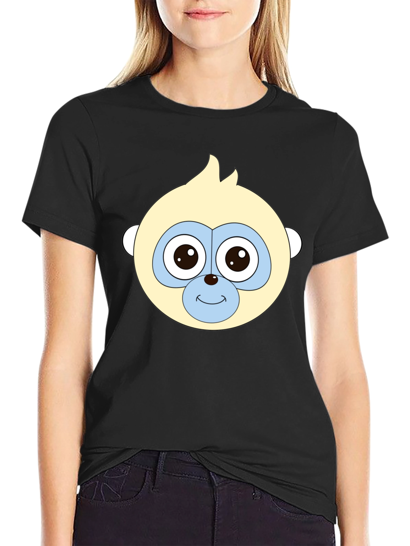 Funny Monkey Face Black T-Shirt