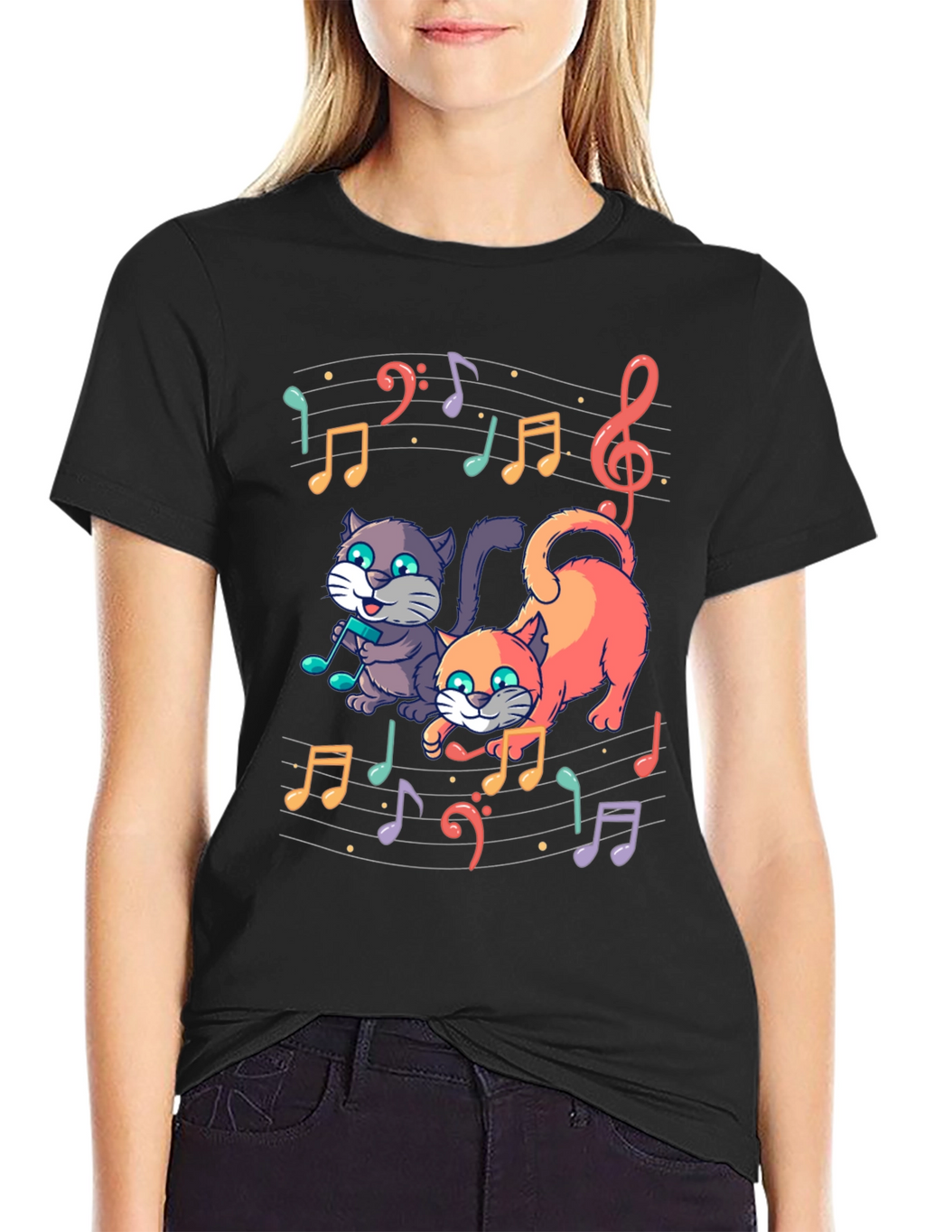 Musical Cats Graphic Tee - Unique Design