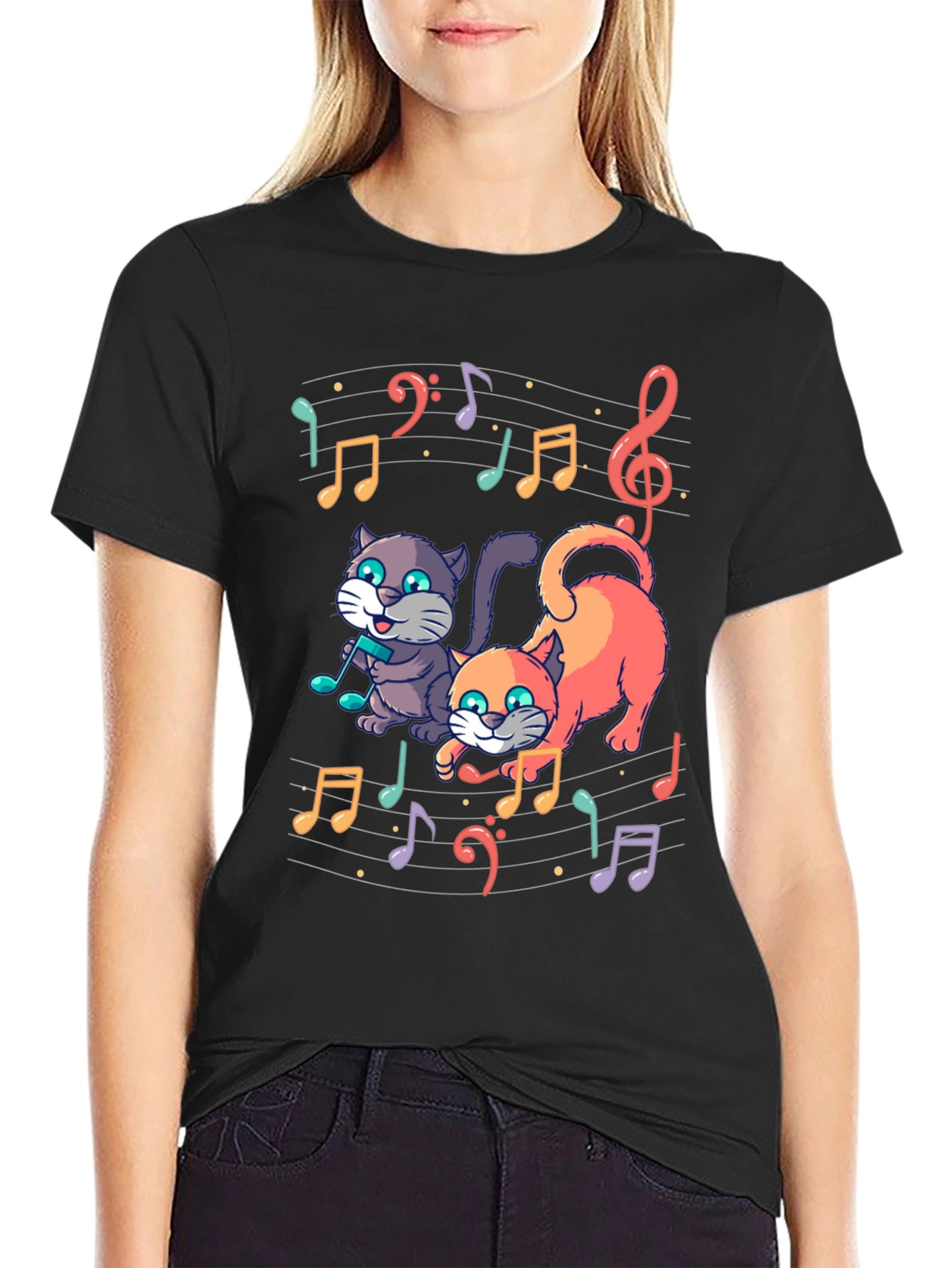 Musical Cats Graphic Tee - Unique Design
