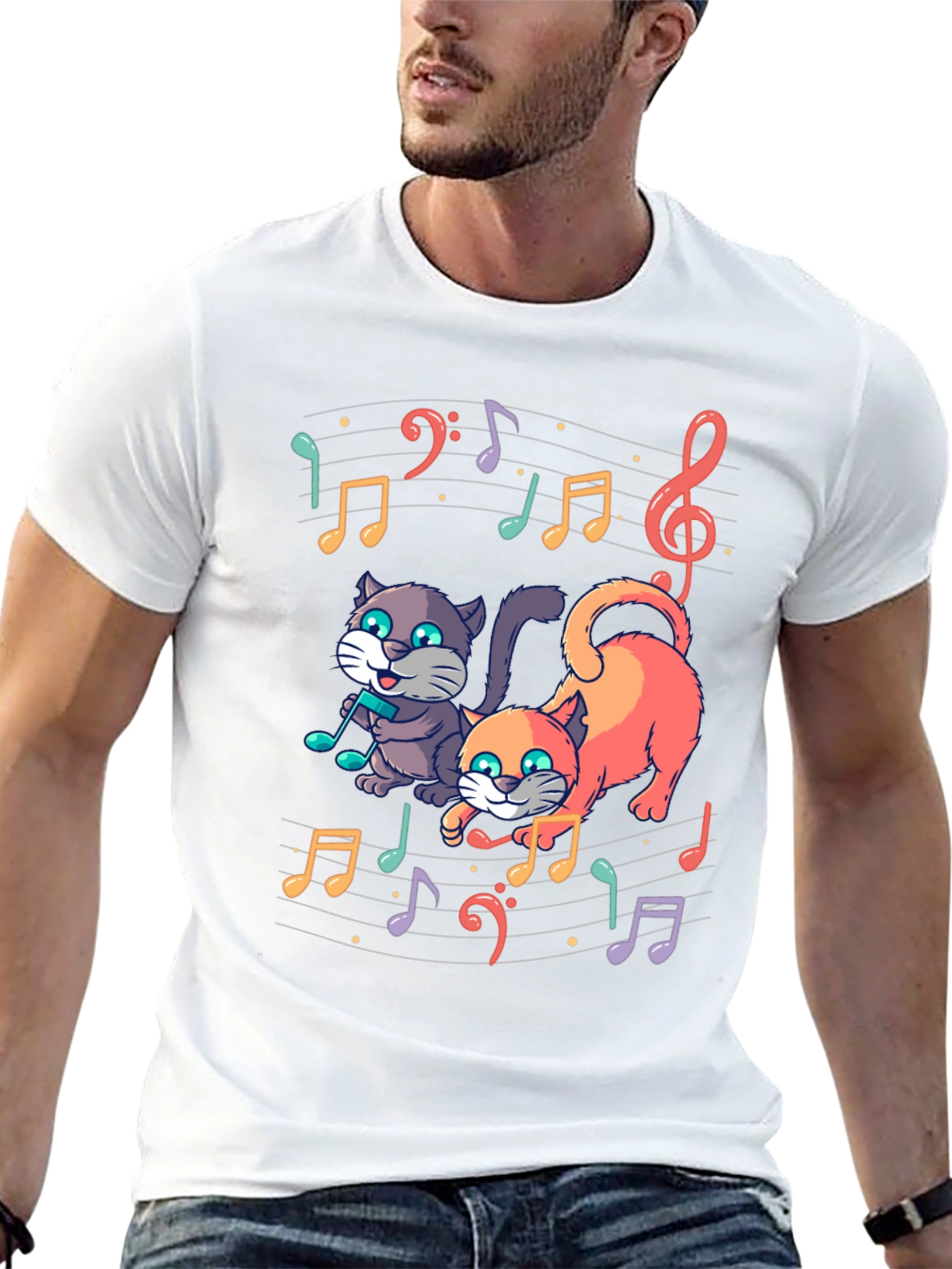 Musical Cats Graphic Tee - Unique Design