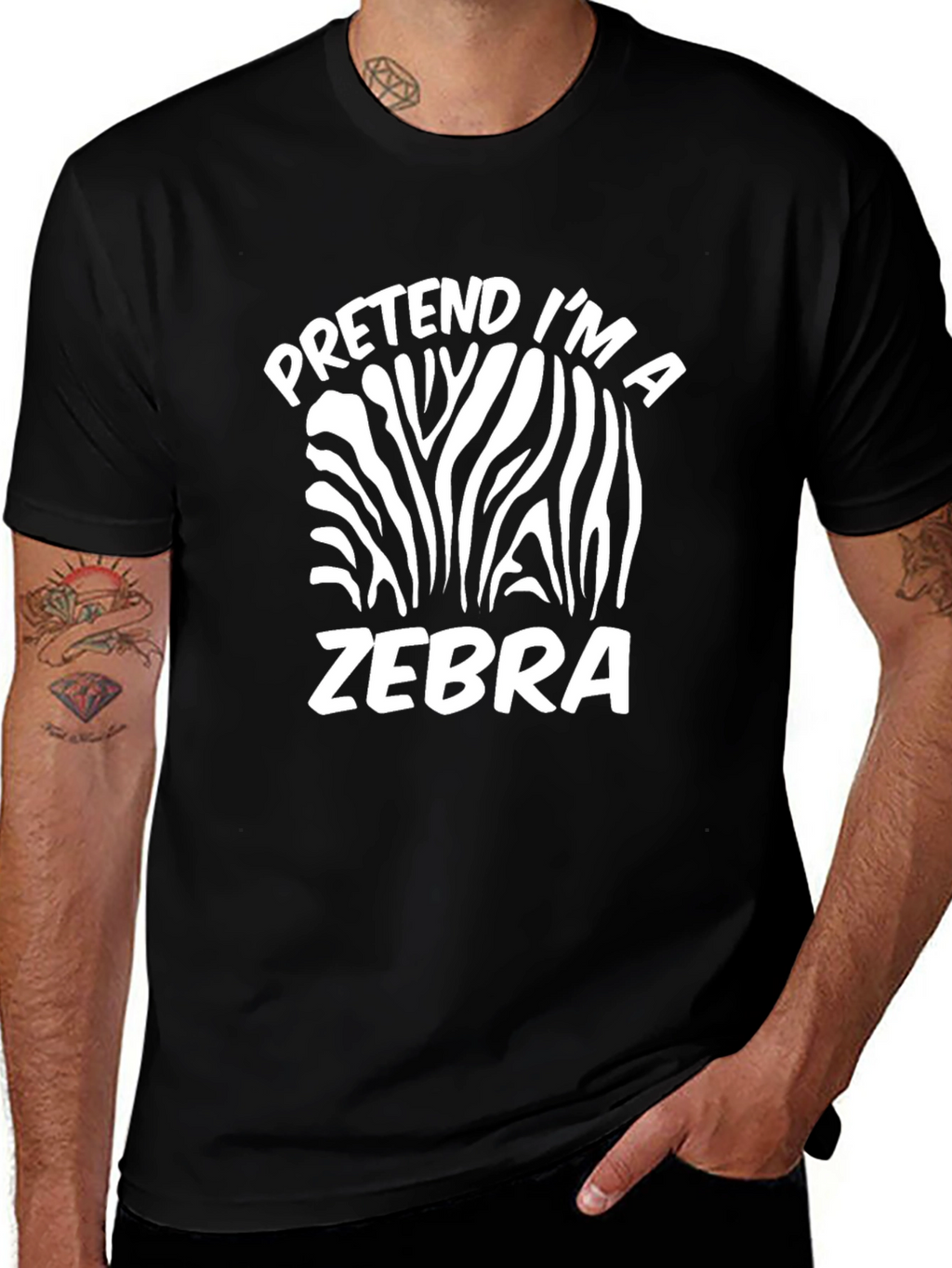 Pretend Im A Zebra Black T-Shirt