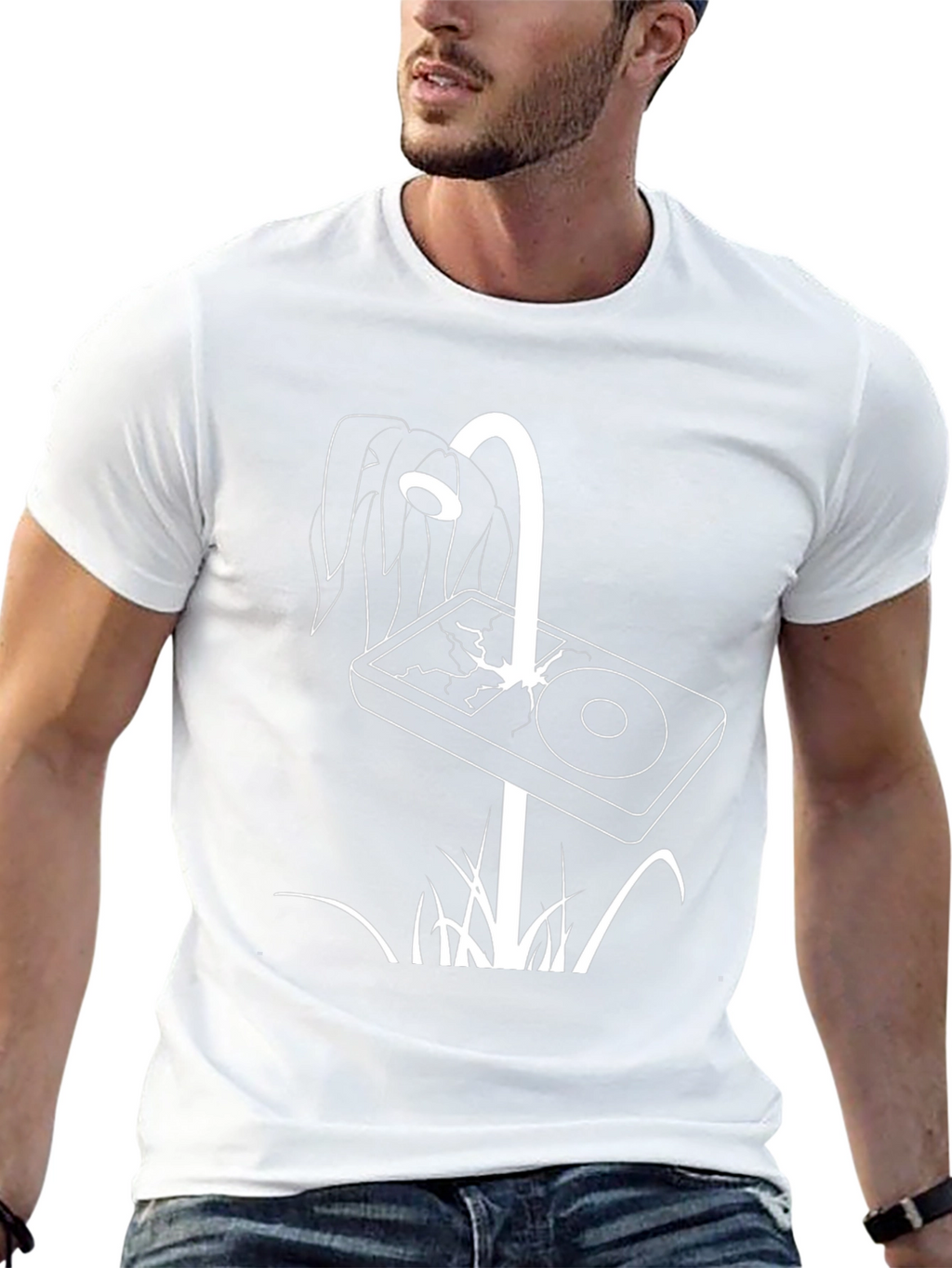Modern Graphic Tee - Cracked Screen Design