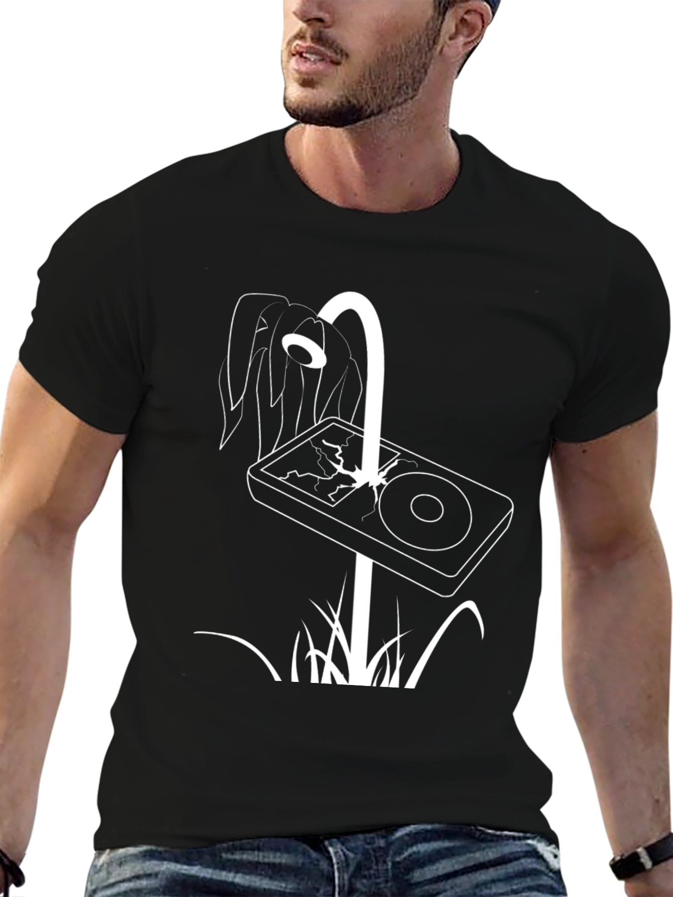 Modern Graphic Tee - Cracked Screen Design