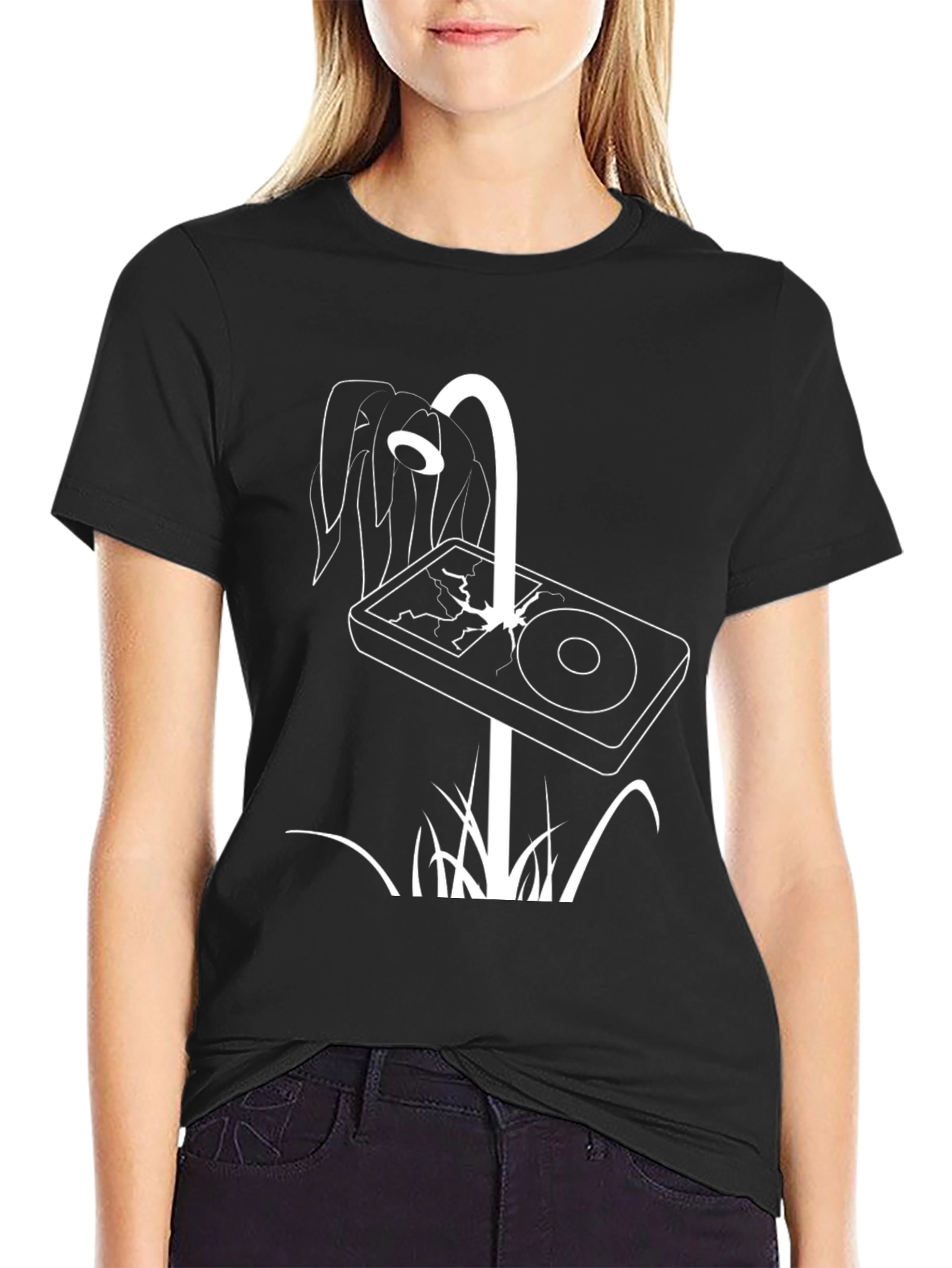 Modern Graphic Tee - Cracked Screen Design