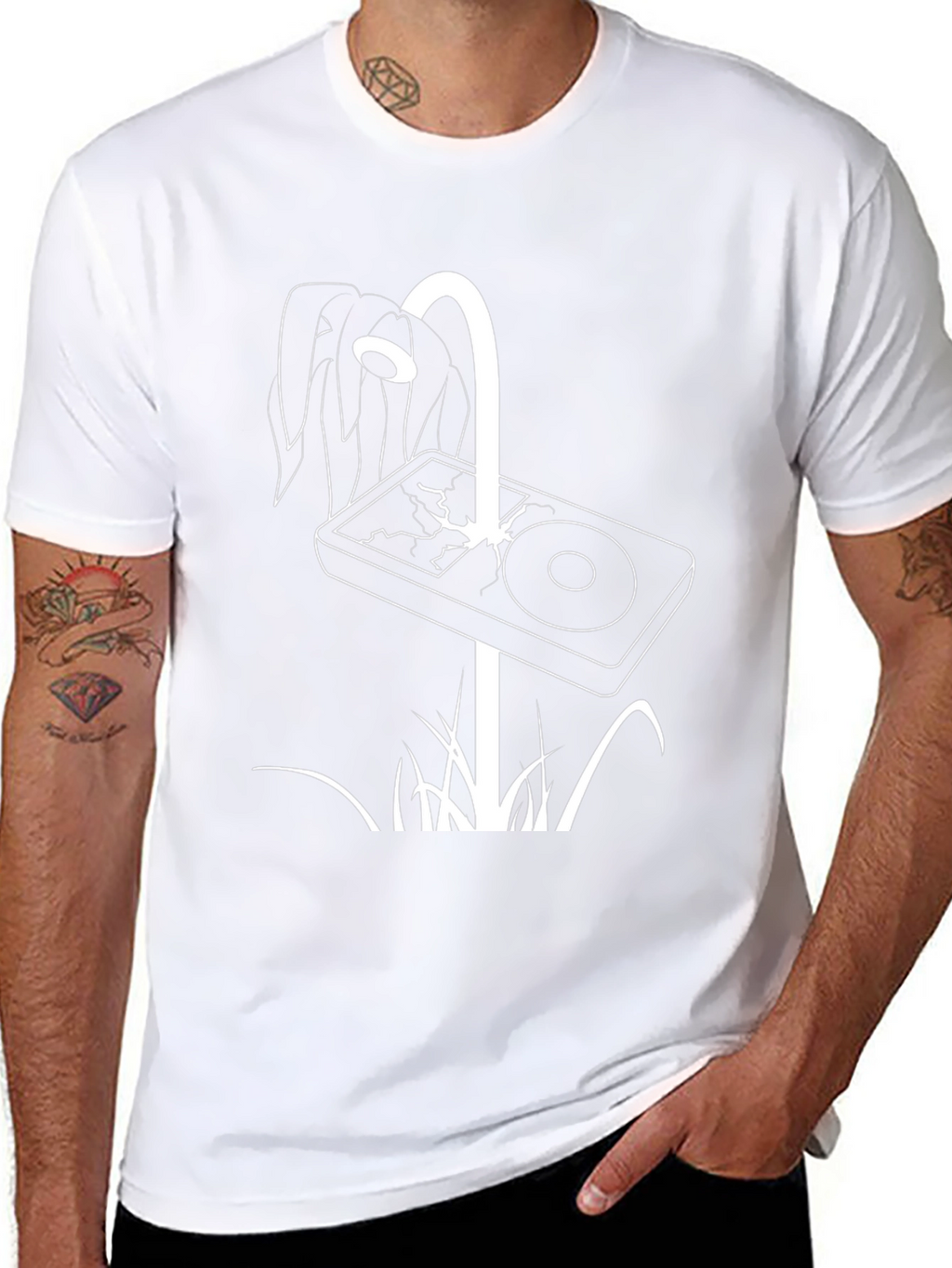 Modern Graphic Tee - Cracked Screen Design