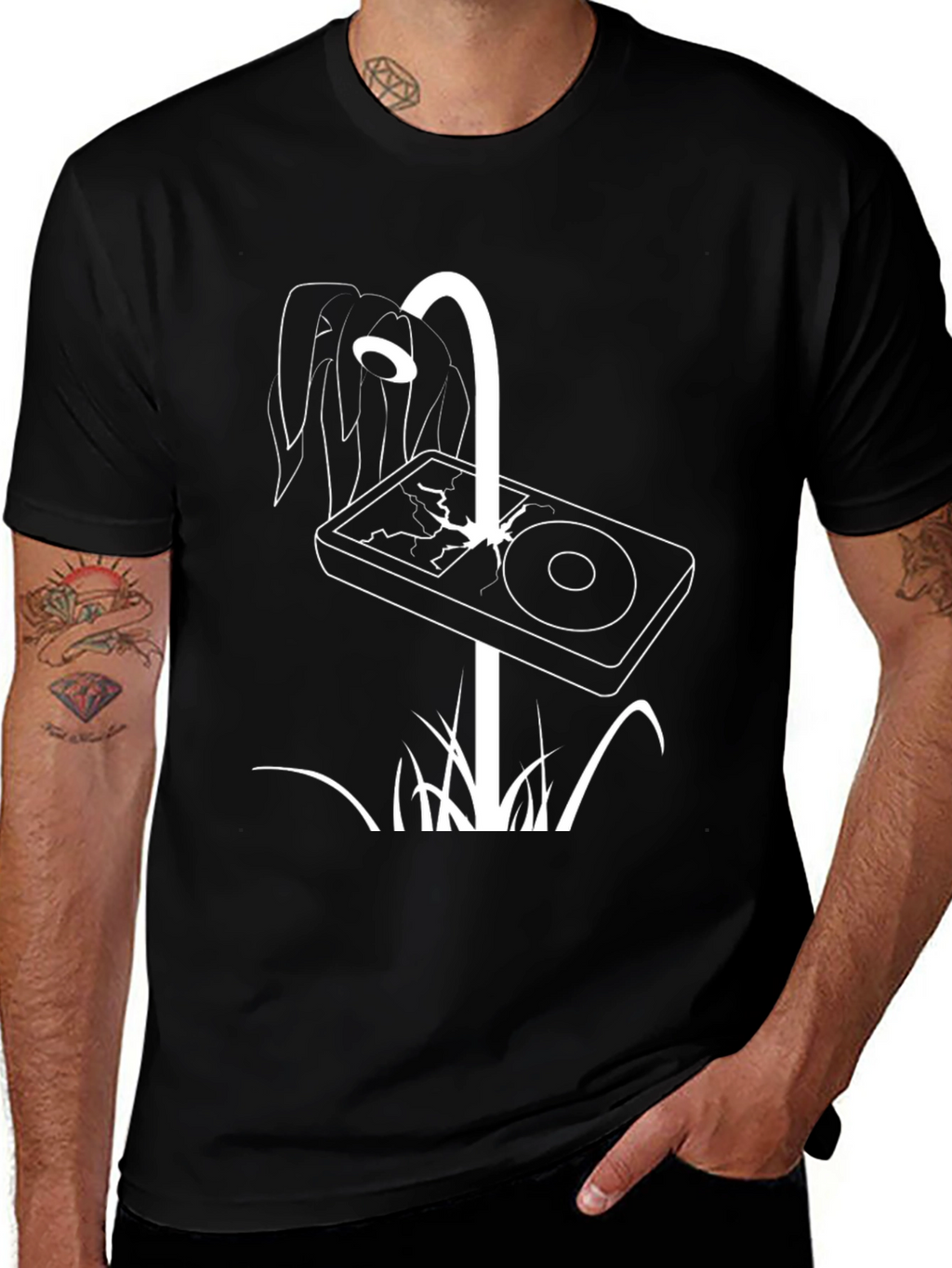 Modern Graphic Tee - Cracked Screen Design